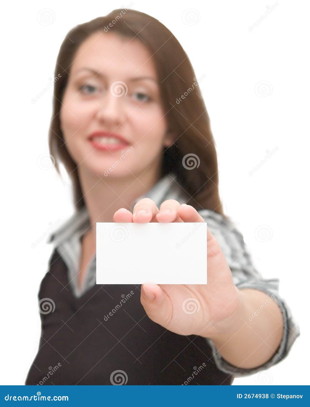 Woman with card stock photo. Image of face, copy, attractive 2674938