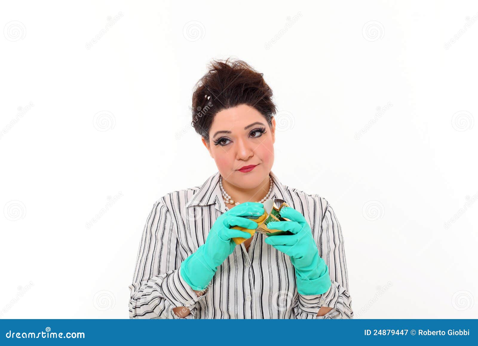 Woman in Carrier Cleaning a Mug Stock Image Image of caucasian, homework 24879447