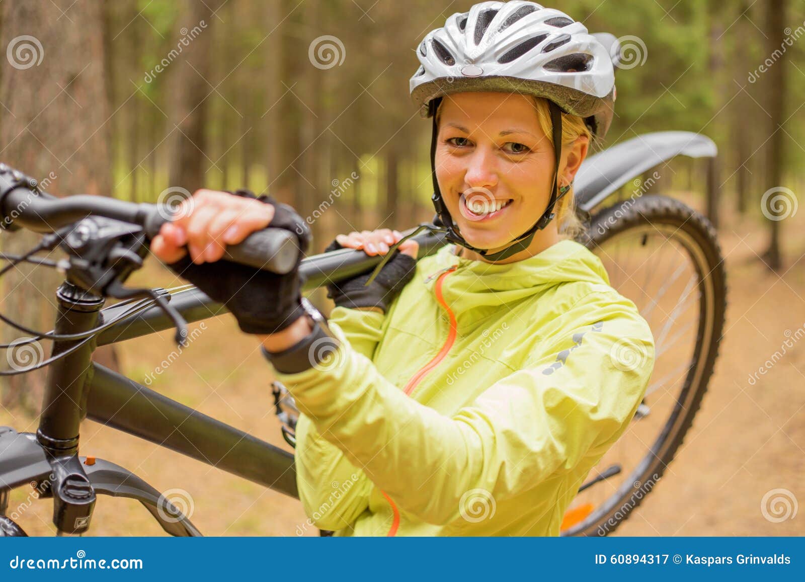 Woman carrying bicycle stock image. Image of bicycle 60894317