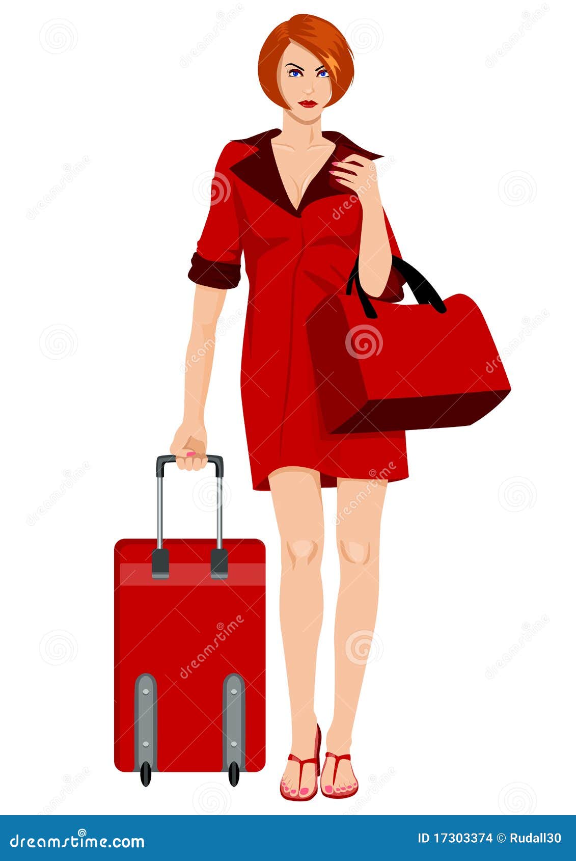 Woman Carrying Luggage stock vector. Illustration of cartoon - 17303374