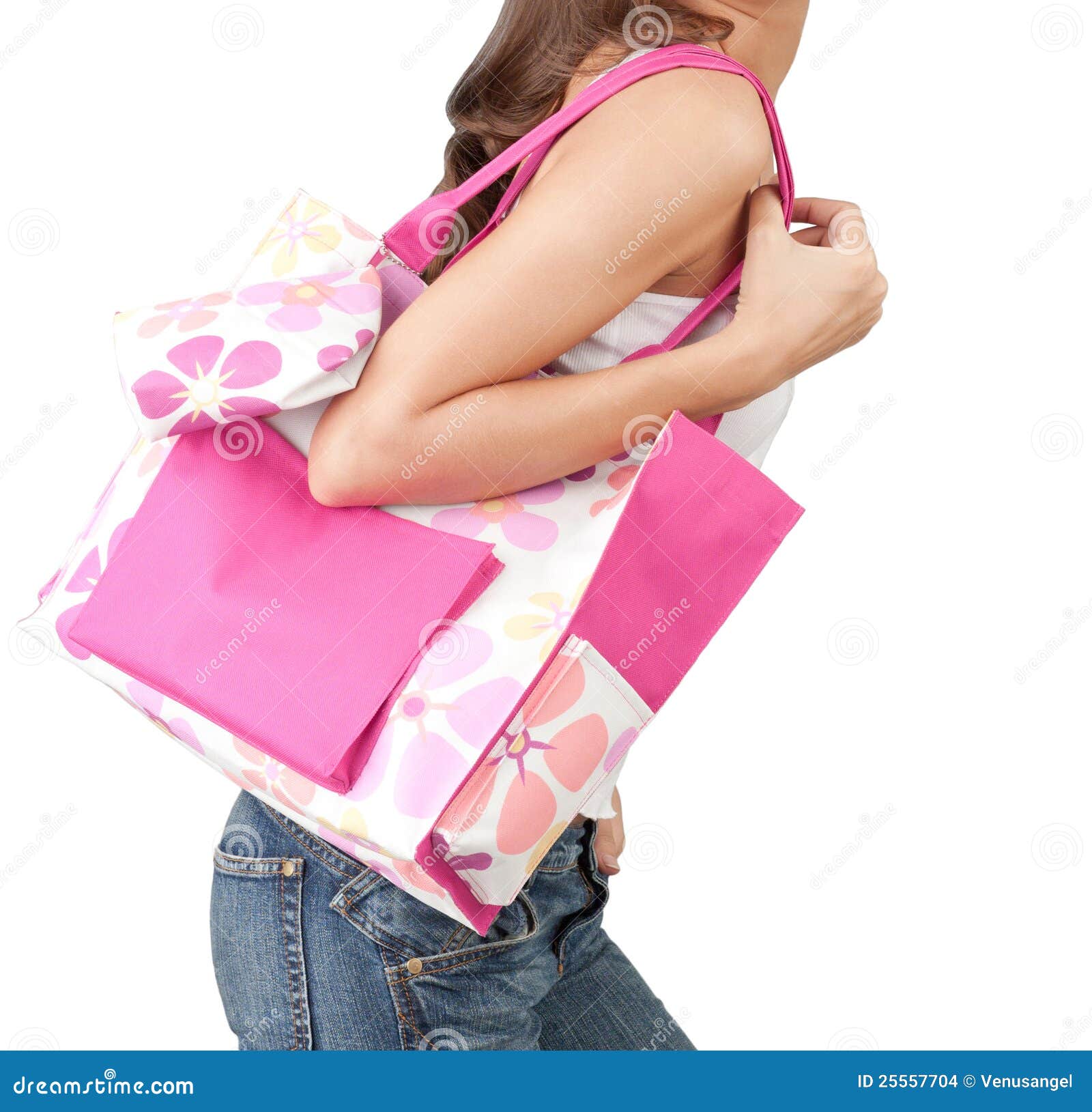 A Woman Carrying a Pink Handbag Stock Photo Image of modern, keeping