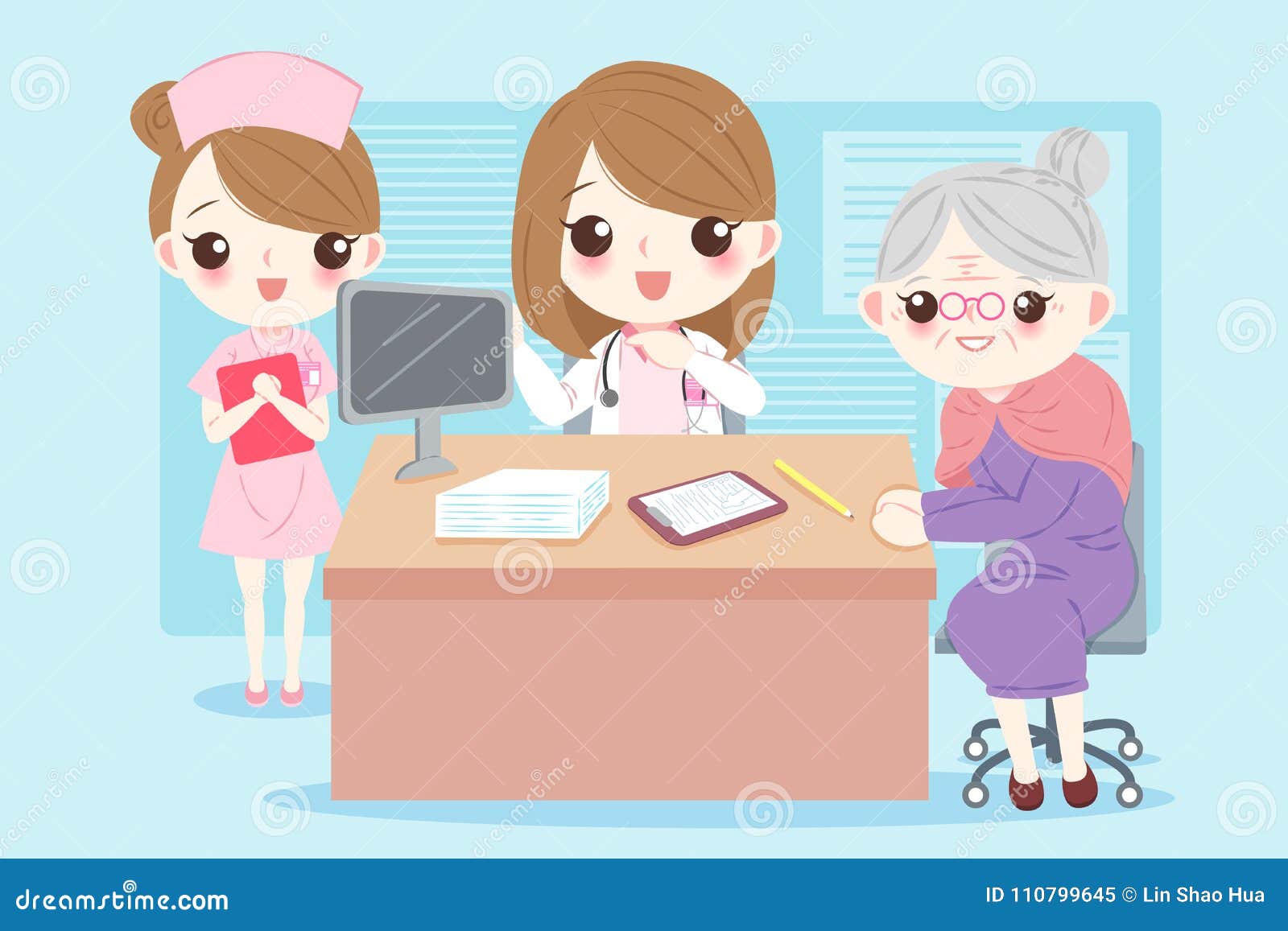 Cartoon Doctor with Patient Stock Vector - Illustration of female, medicine: 110799645 Cartoon Doctor with Patient Stock Vector - Illustration of female, medicine: 110799645