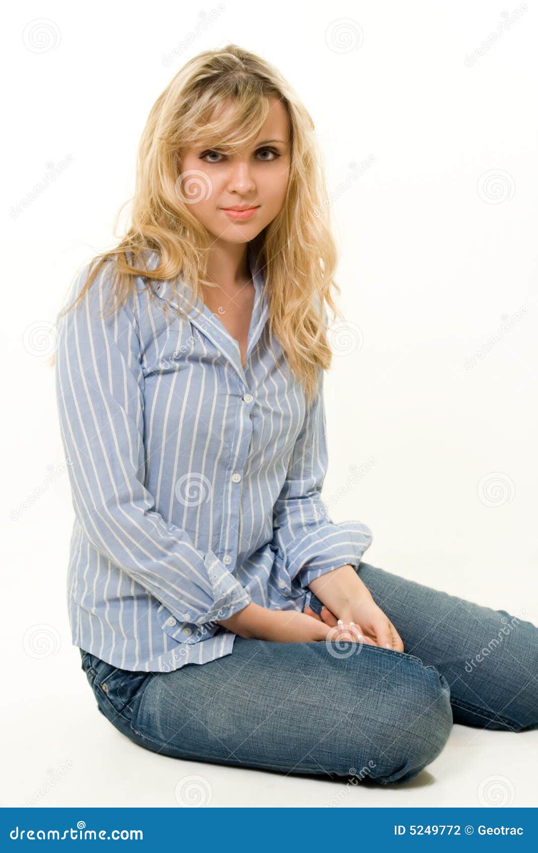 Woman in casual attire stock photo. Image of floor, white - 5249772