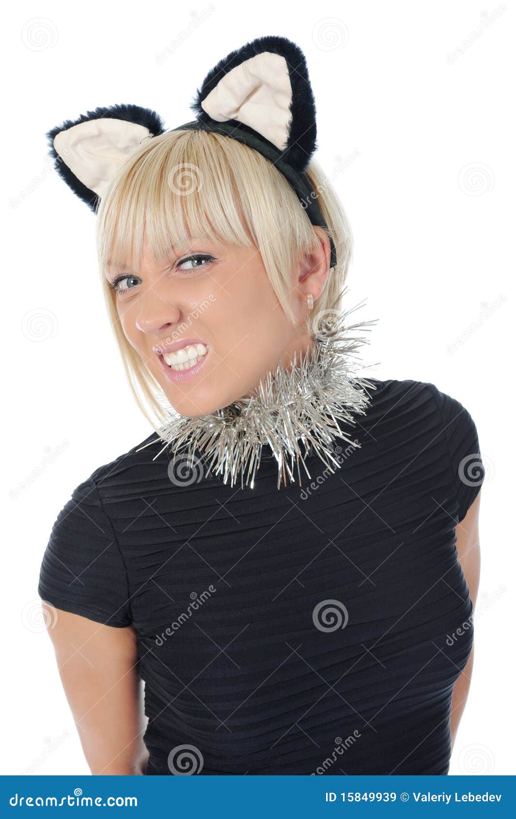 Woman with cat ears stock image. Image of pose, diversity 15849939