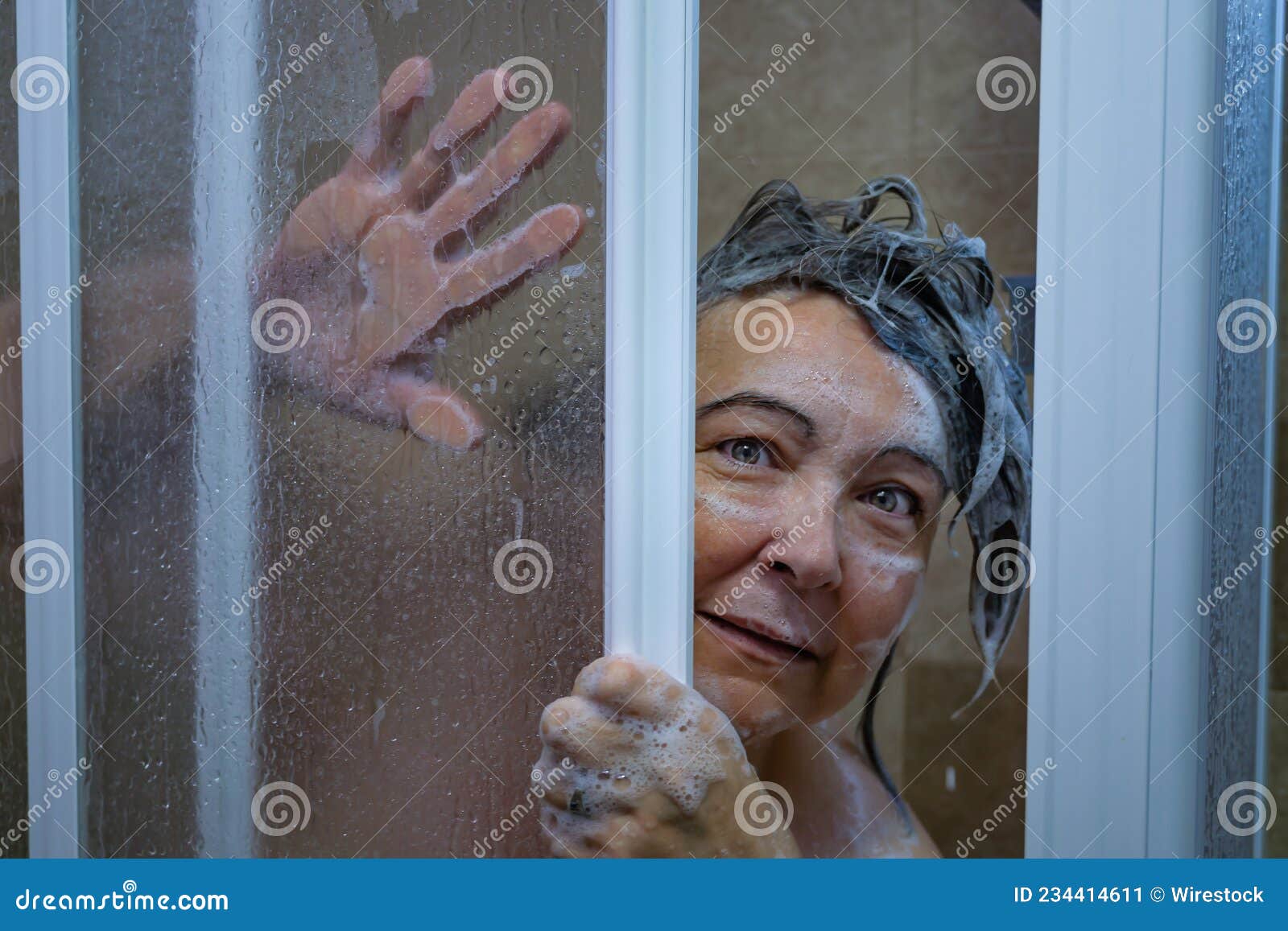 Woman Caught In The Shower Stock Image Image Of Friendly 234414611