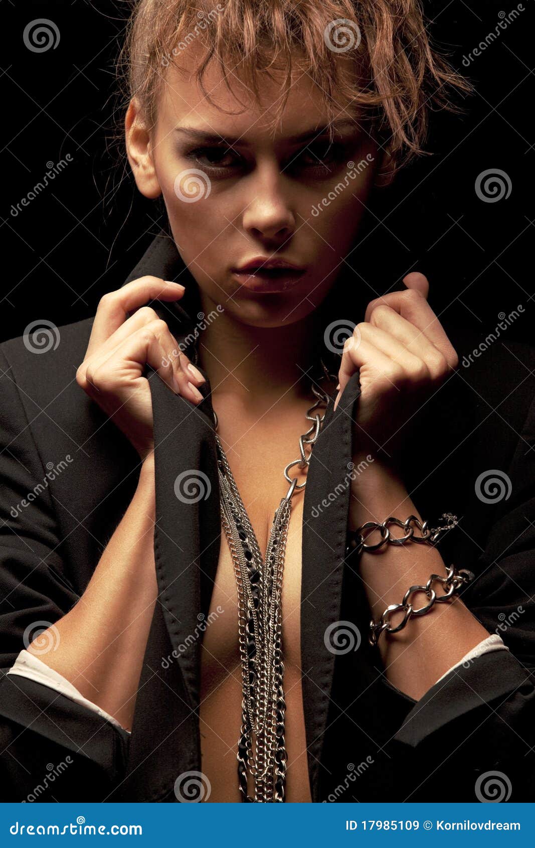 Woman with chains stock image. Image of artistic, black - 17985109