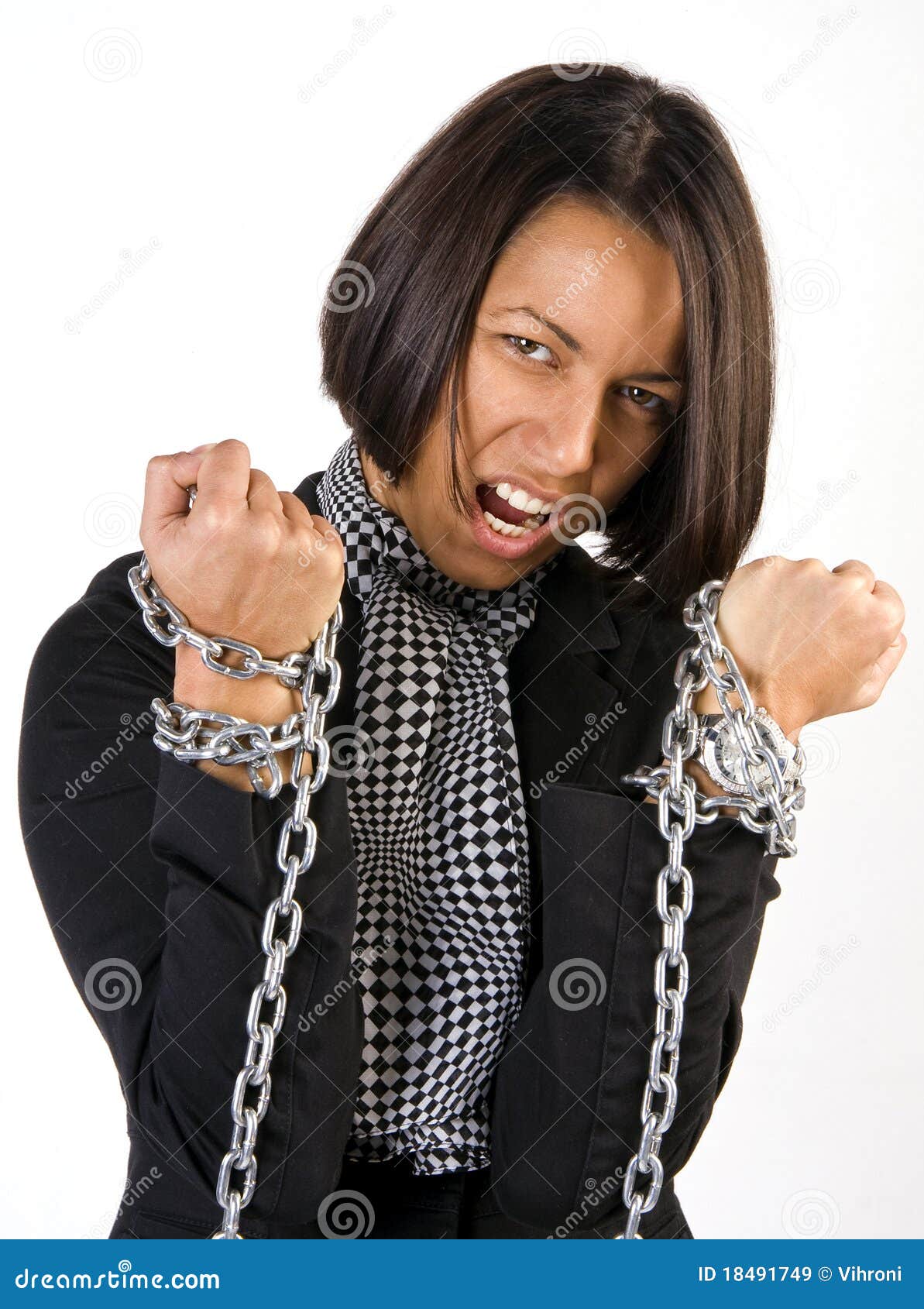 woman in chains Stock Photo