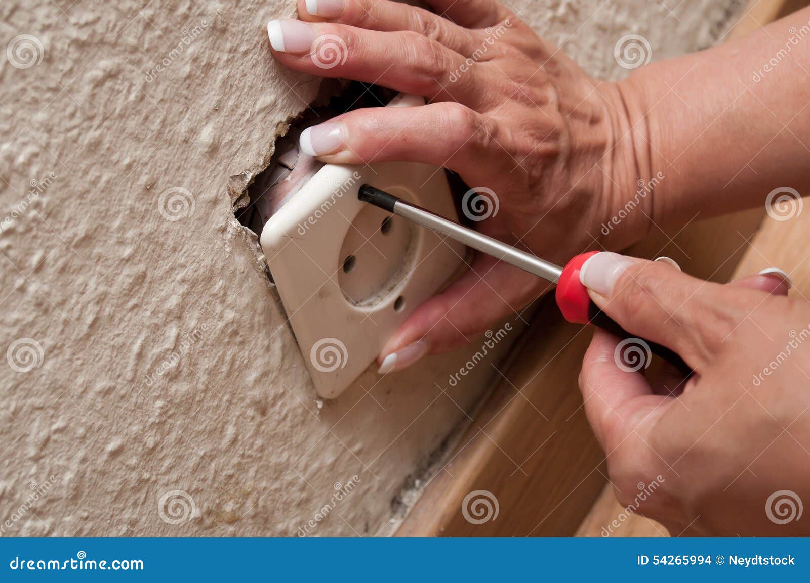 Woman Changing a Electrical Outlet Stock Photo Image of house