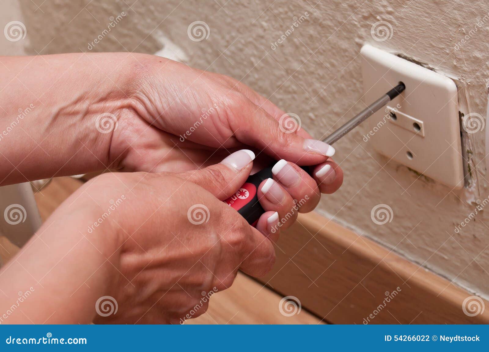 Woman Changing a Electrical Outlet Stock Photo Image of closeup