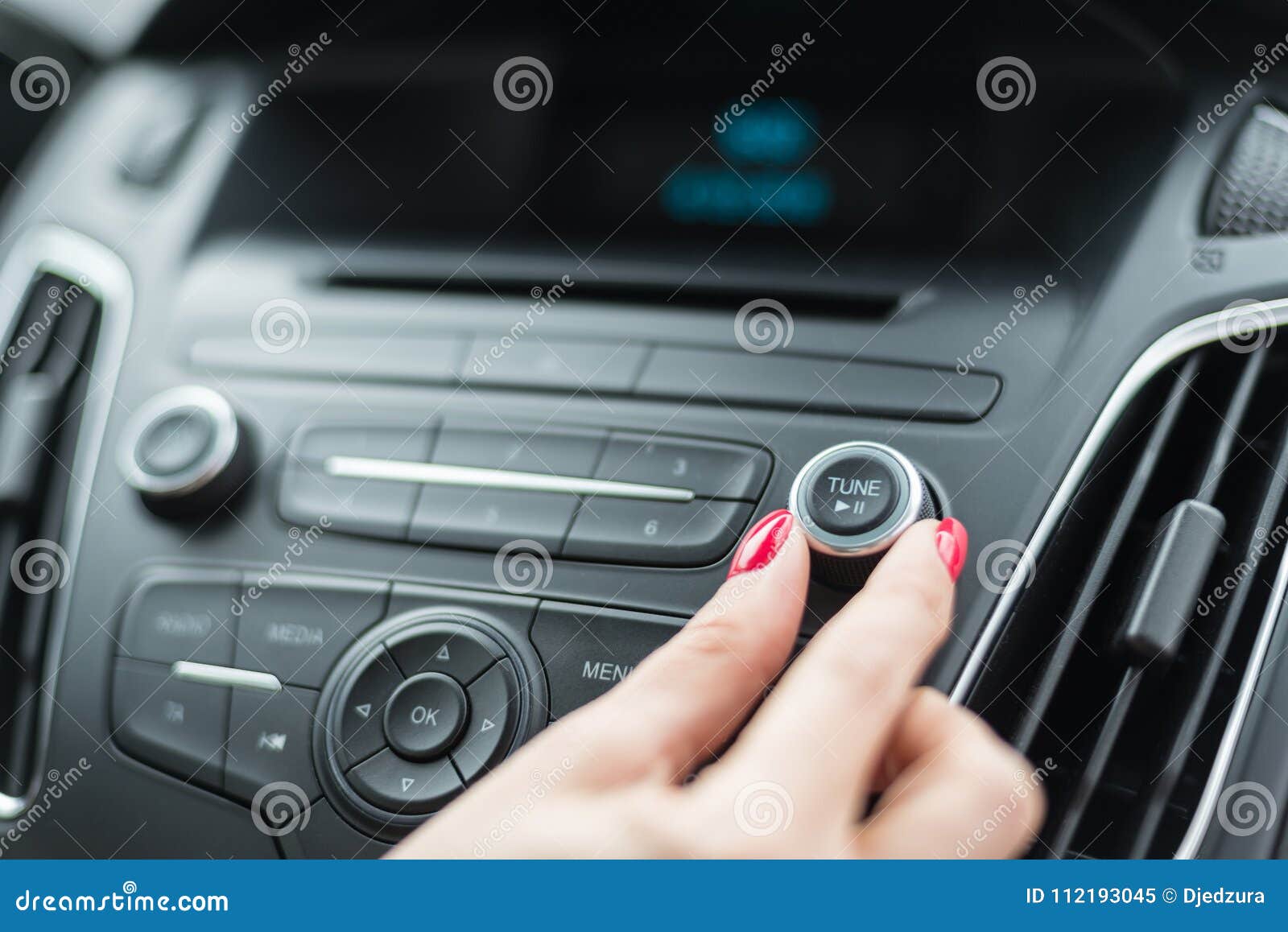 Woman Changing Frequency on Car Radio Stock Image - Image of modern,  device: 112193045