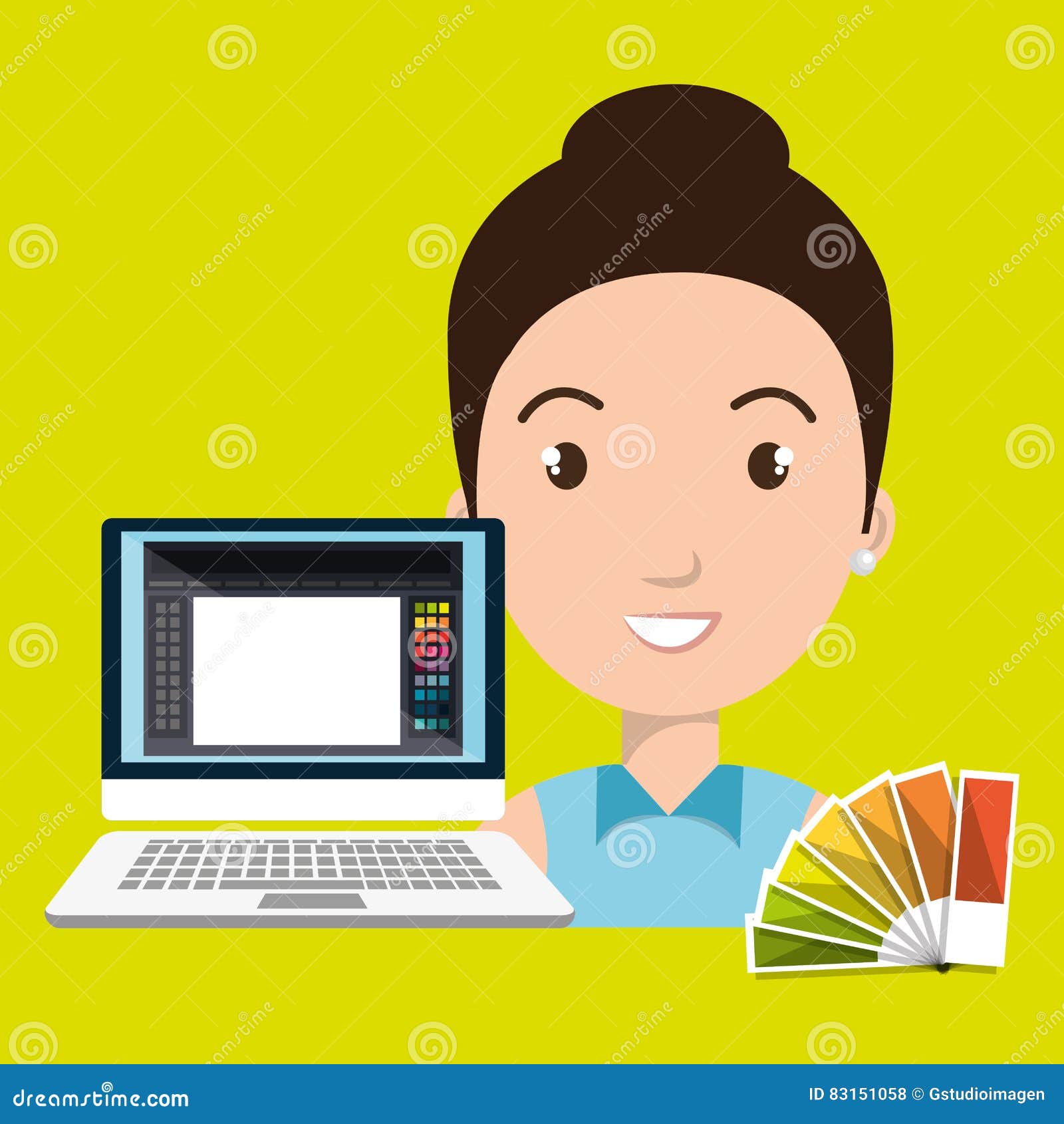 Woman chart color pc stock illustration. Illustration of indoors - 83151058