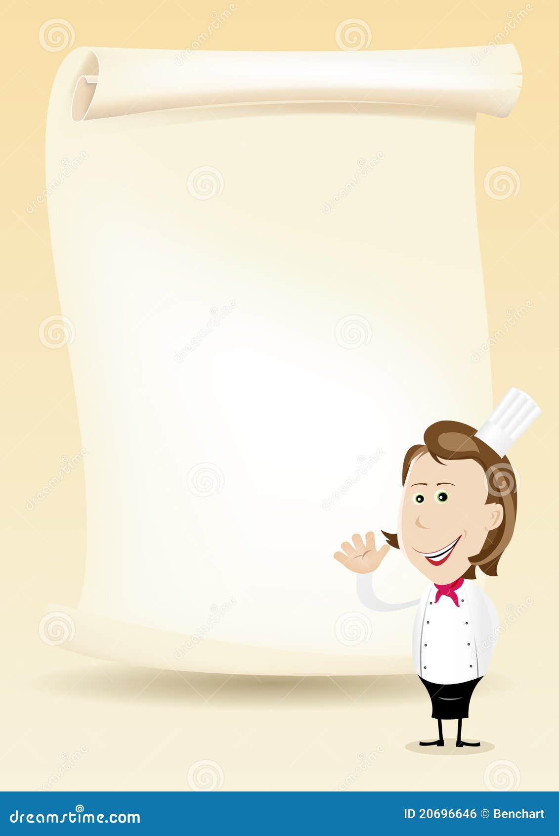 Woman Chef Restaurant Poster Menu Background Stock Illustration