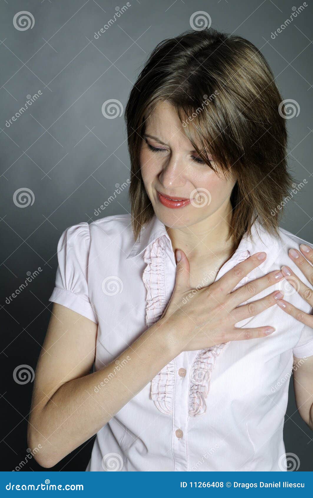 Woman with chest pain stock photo. Image of medicine 11266408