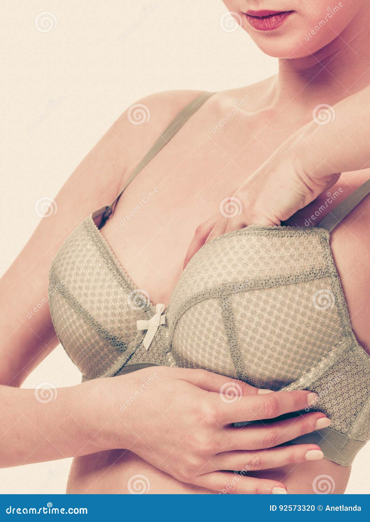 Woman Chest in Underwear Bra Lingerie Stock Photo