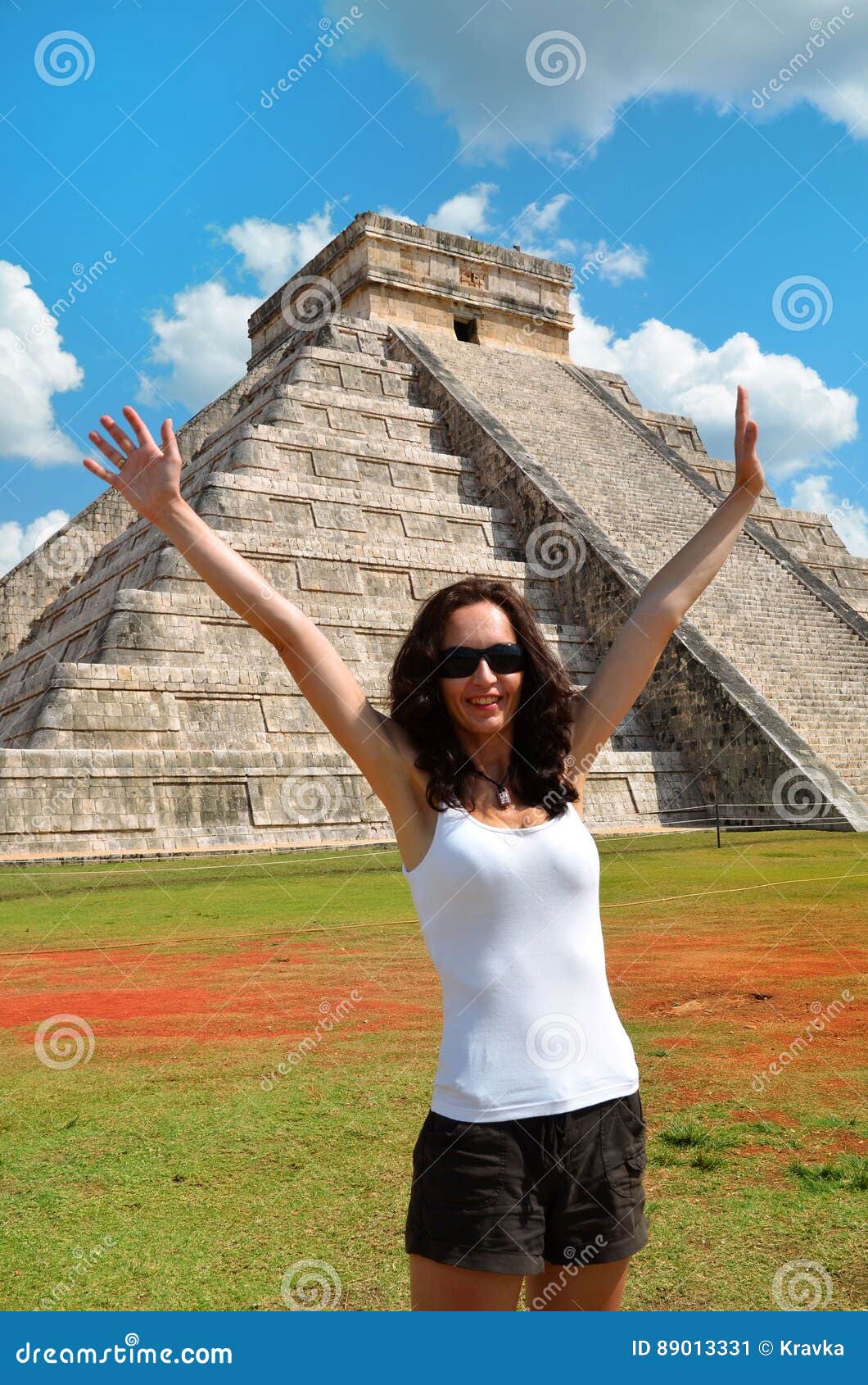 Woman in Chichen Itza Mexico Stock Image Image of female, happiness