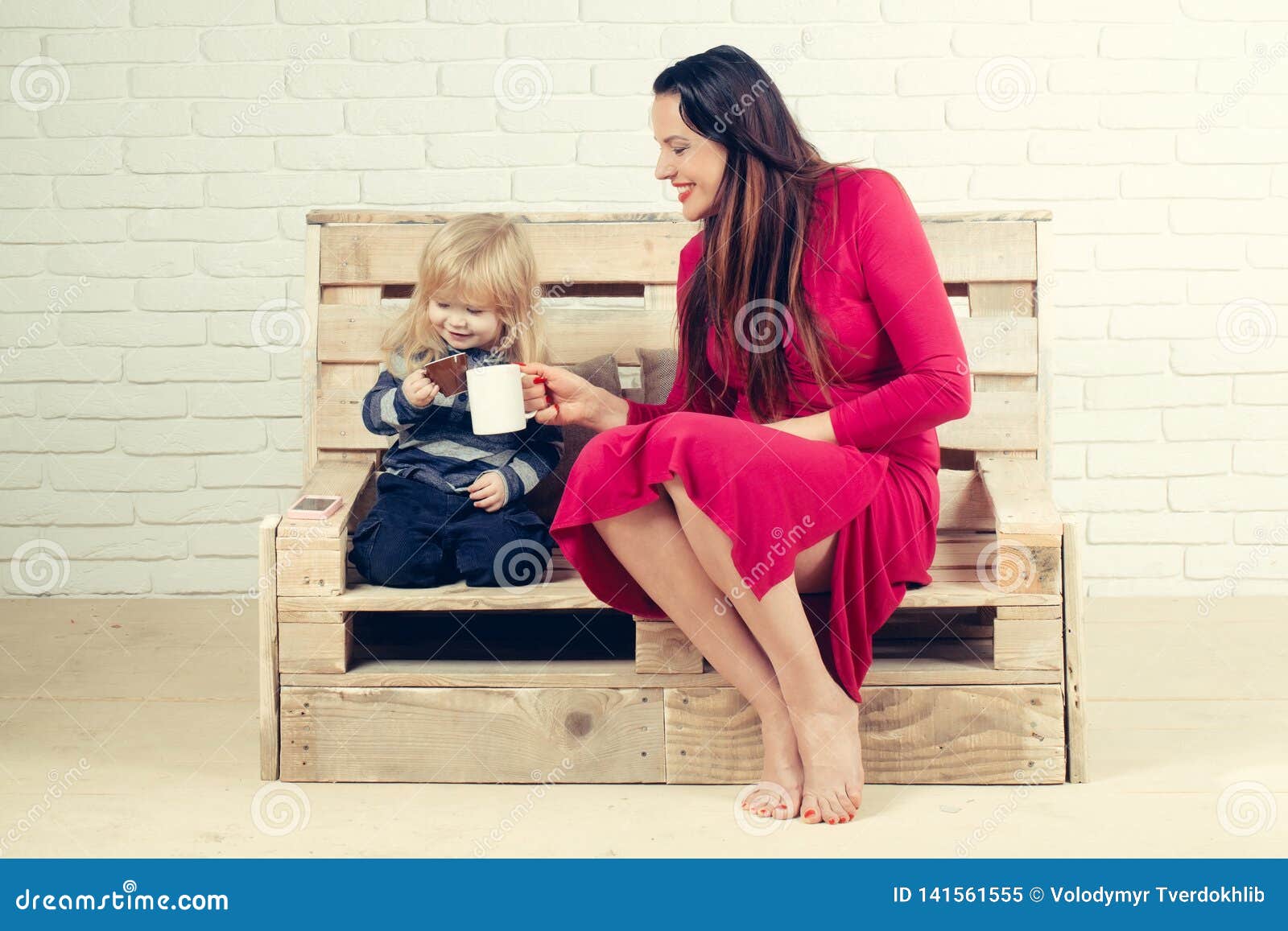 Boy Girl Sexy Videos - Woman and Child Drink Milk or Wine from Tea Cup. Stock Image - Image of  love, education: 141561555
