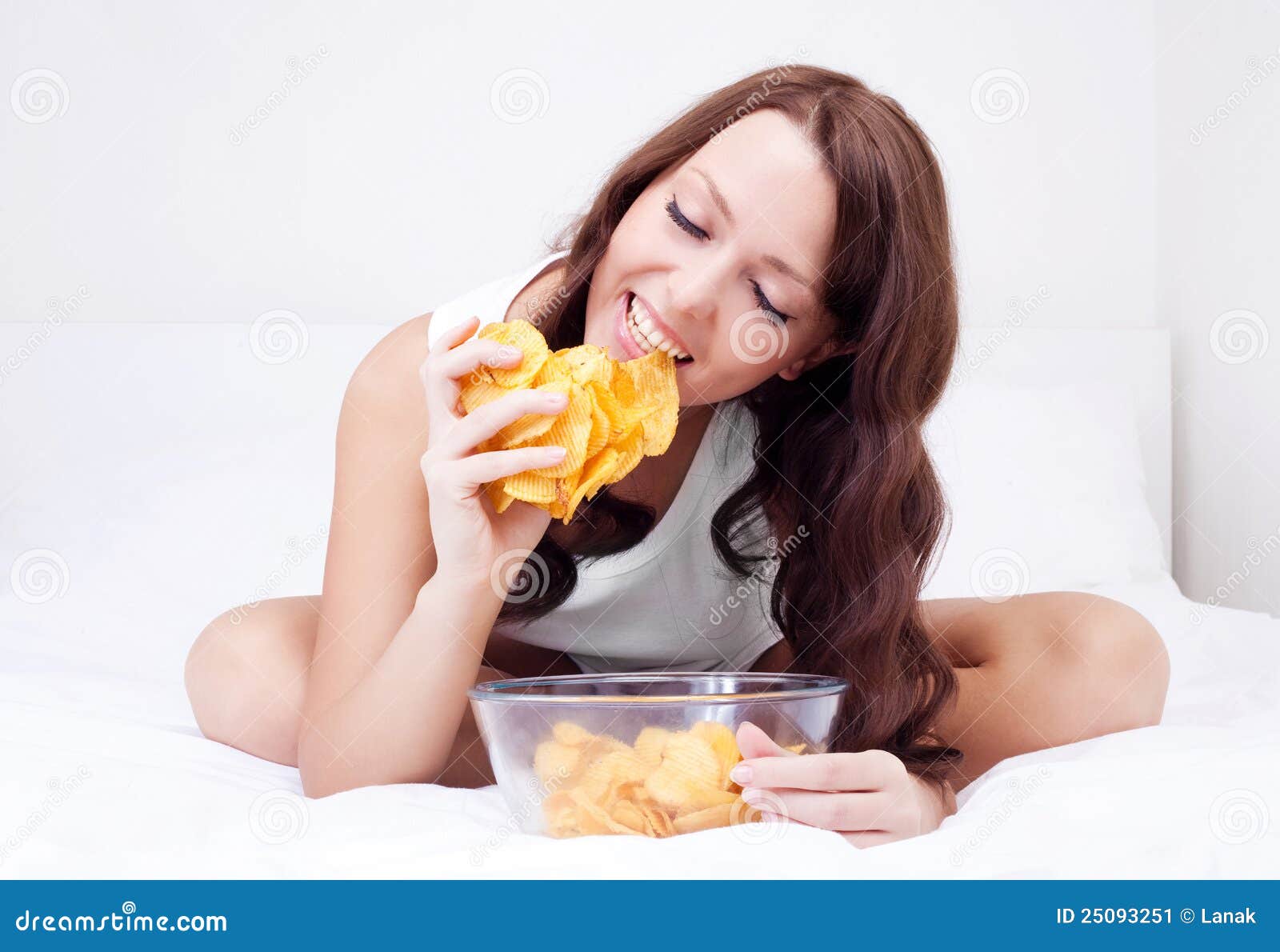 Woman with chips stock image. Image of chips, bulimia 25093251