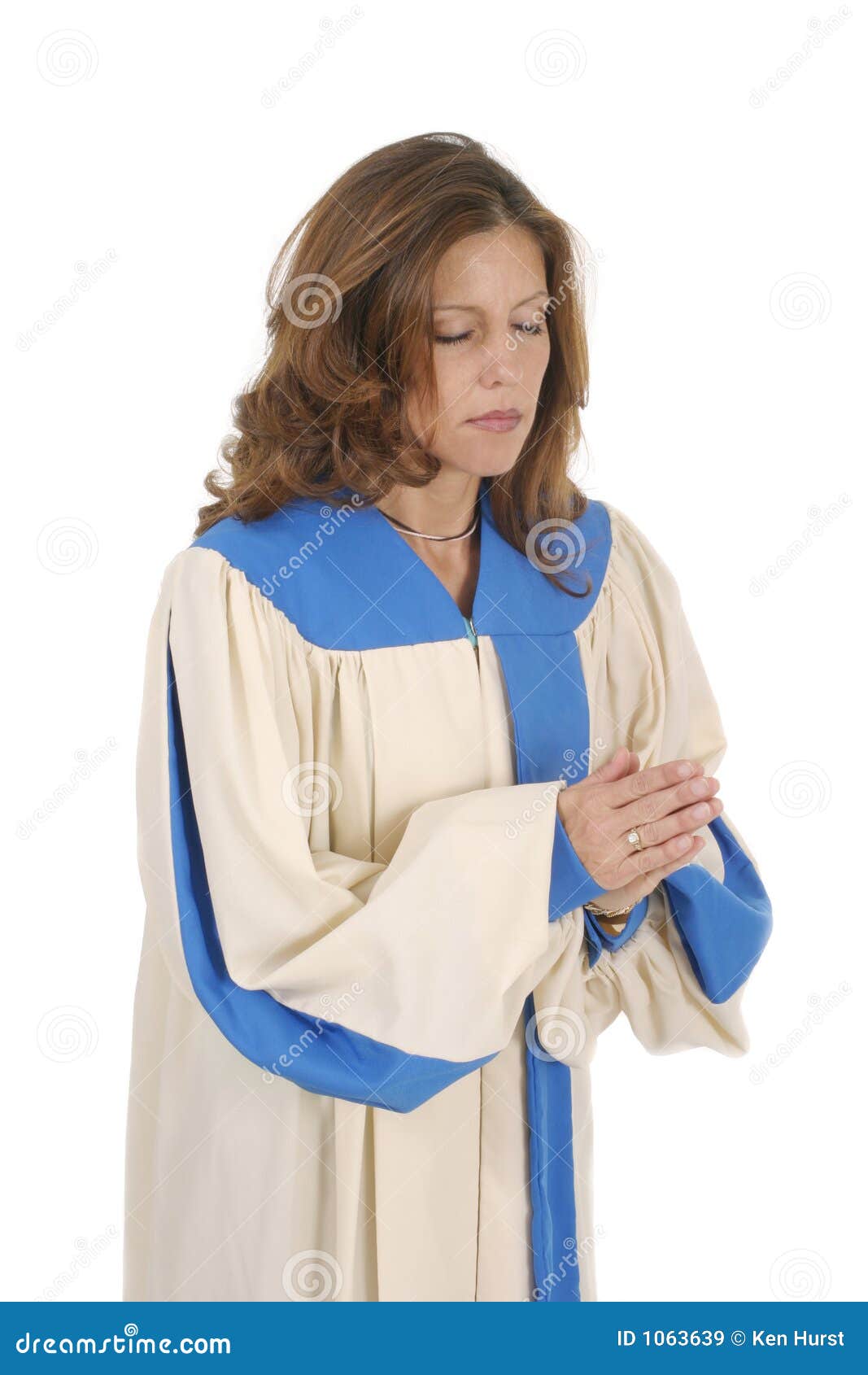Woman in Choir Robe Praying Stock Image Image of robe, christianity