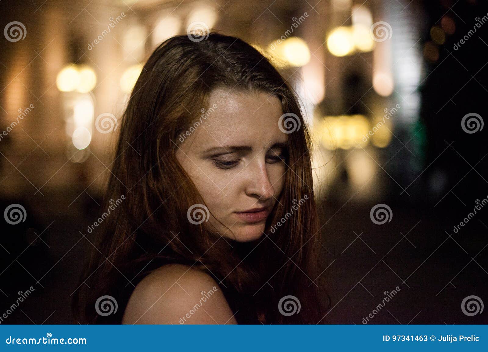 Woman in a City Center of Belgrade, Serbia. Night, Bokeh Lights Stock Image  - Image of confident, drunk: 97341463