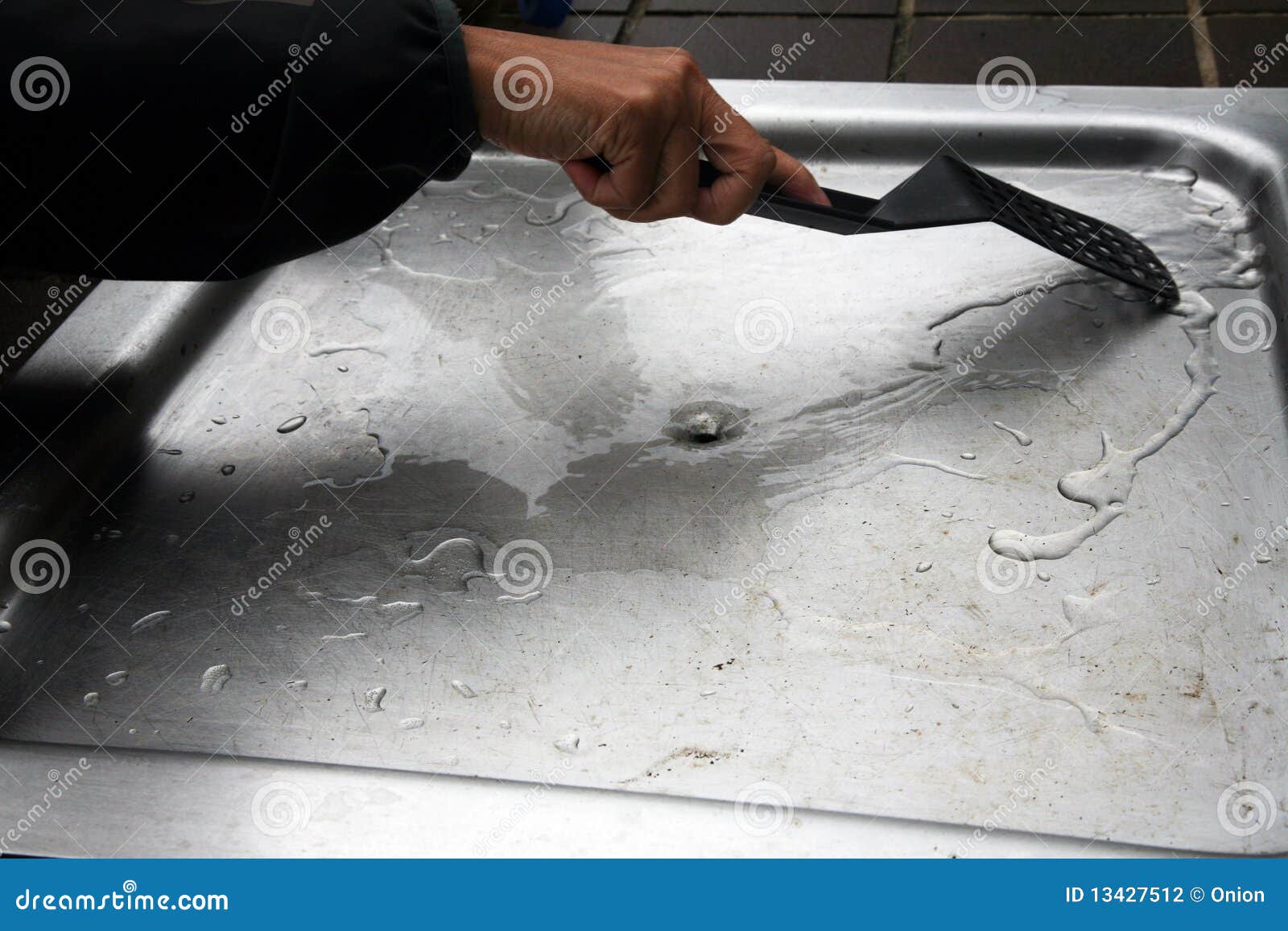 Woman Cleaning Barbecue Hotplate Stock Photo Image of clean, chrome