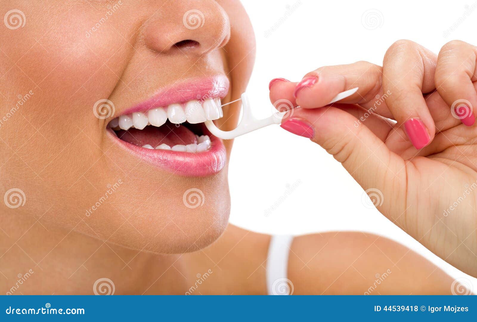 woman cleaning flossing