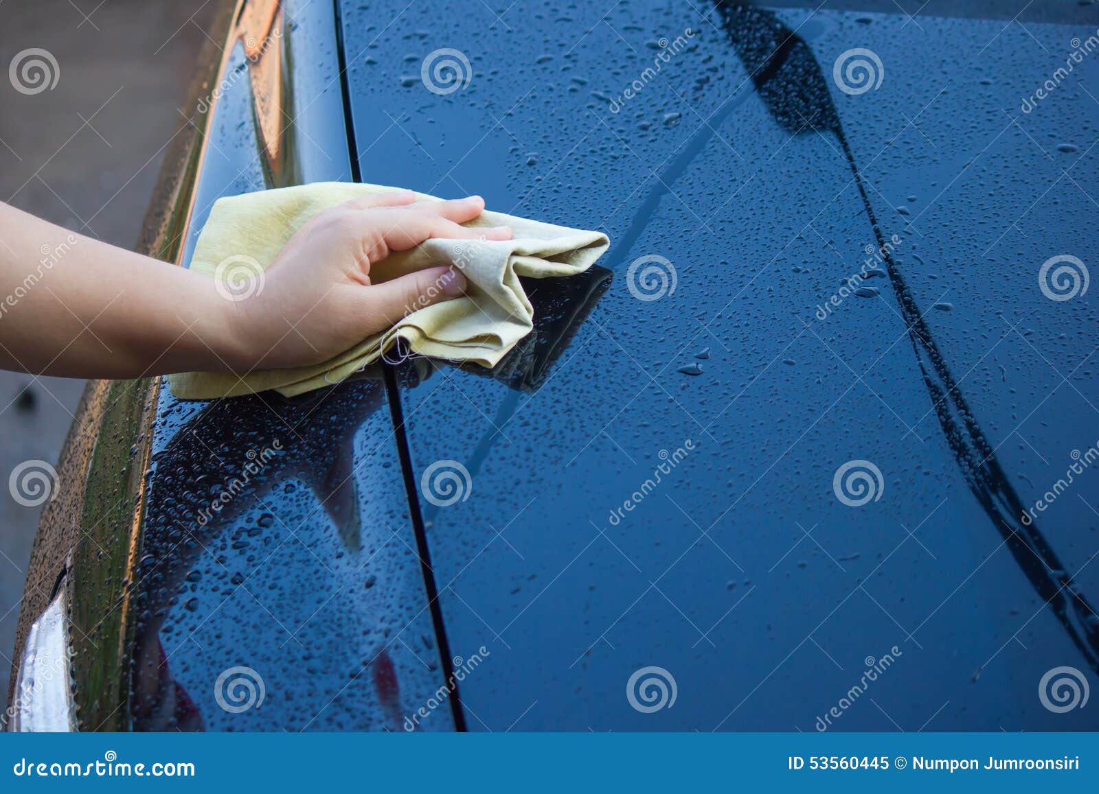 Woman Cleaning Her Car Using Microfiber Cloth Stock Image Image of