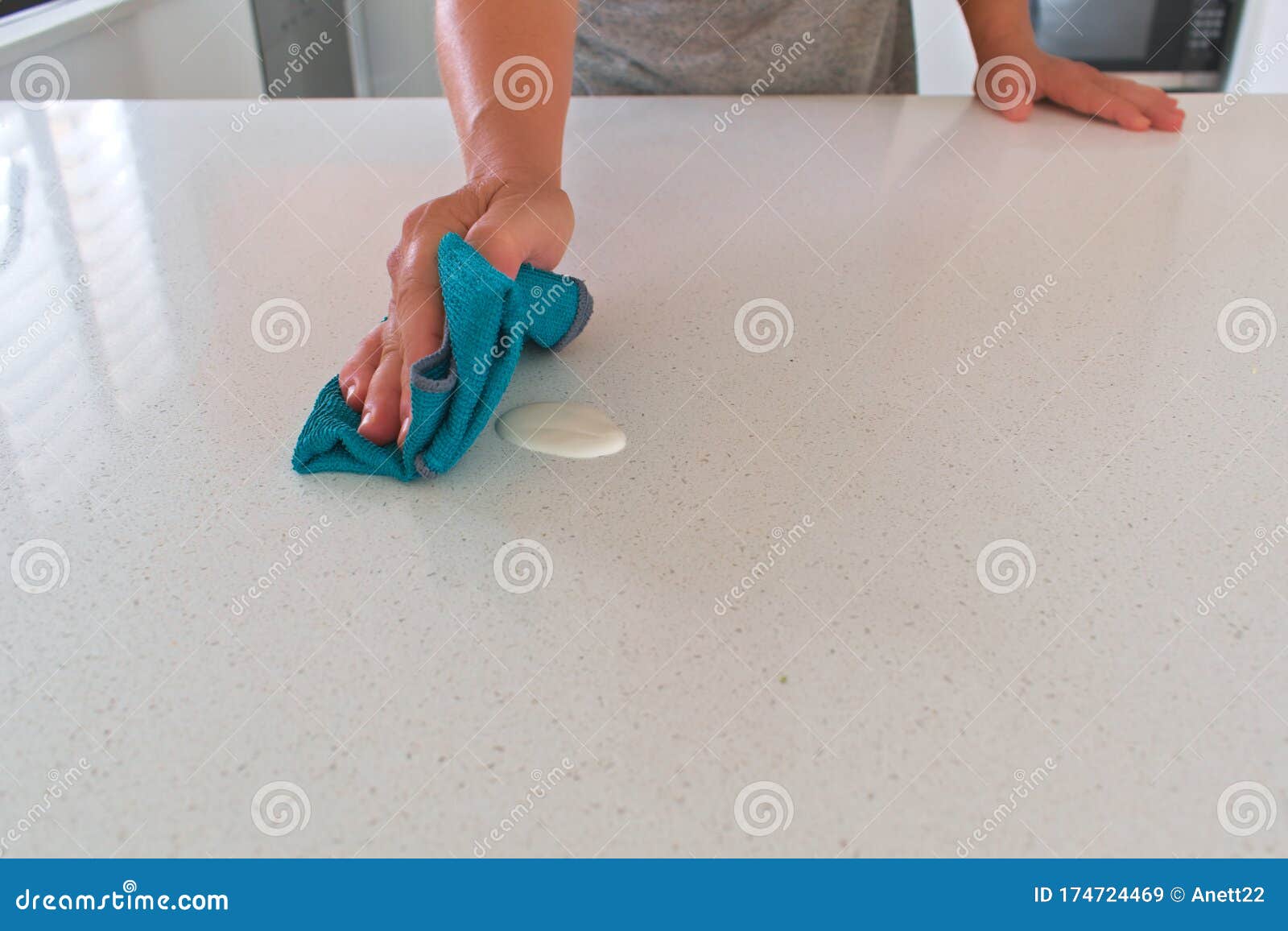 Woman Cleaning Kitchen Countertop Stock Image Image Of