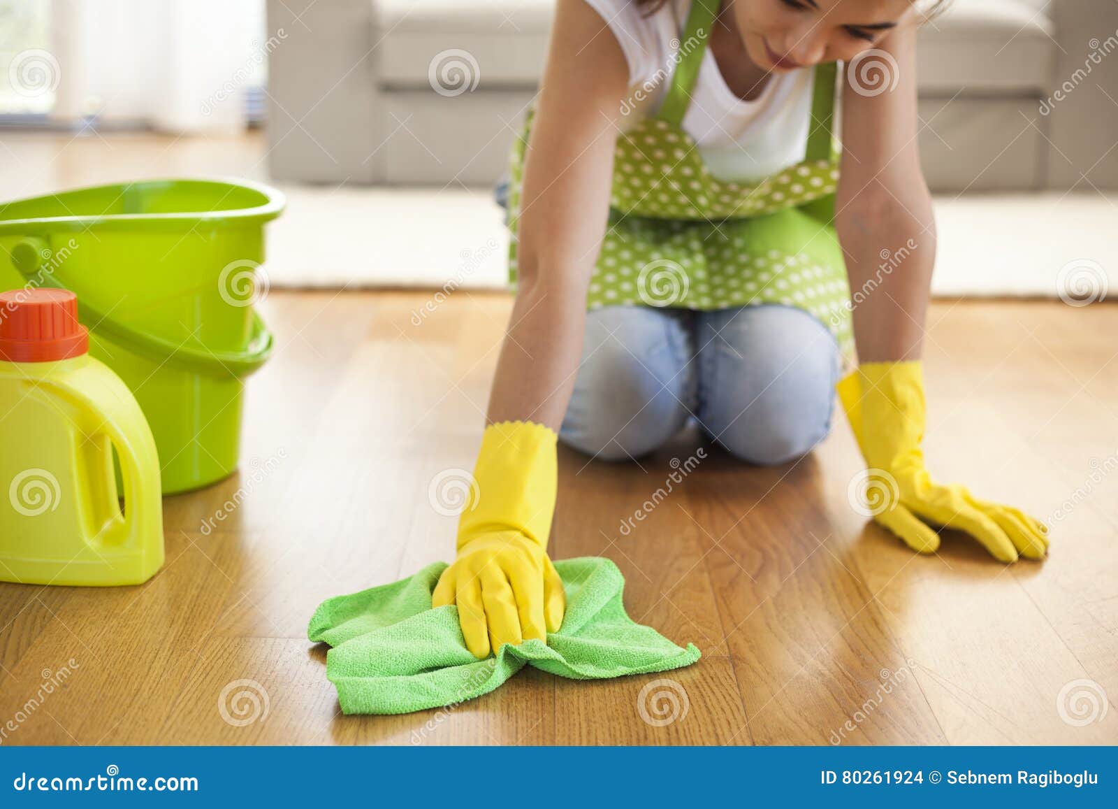 Woman with Cloth Cleaning Floor in Home Stock Photo Image of house