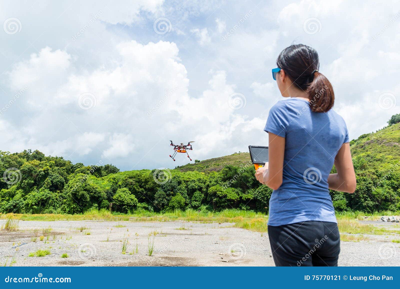 Woman Controlling The Flying Drone Stock Image Image Of Chinese Woman Controlling The Flying Drone Stock Image Image Of Chinese