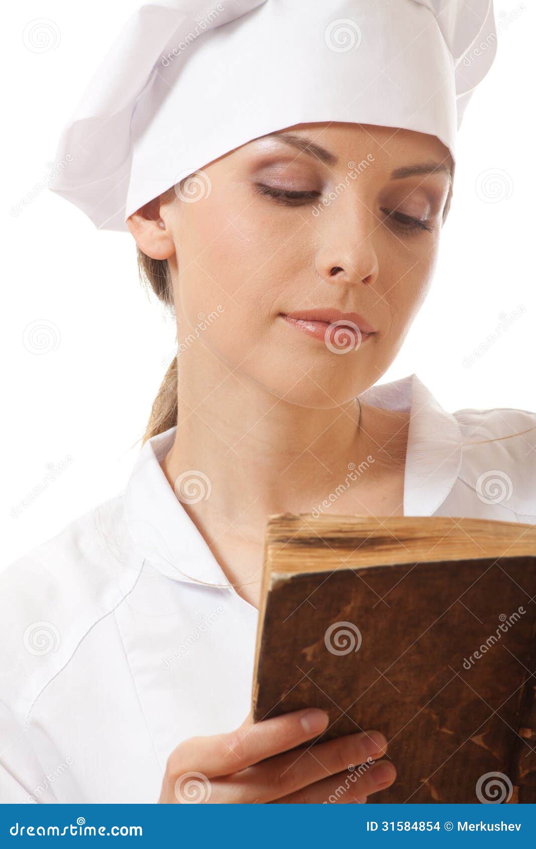 Woman Cook Reading Recipes Book Stock Photo - Image of cooking, beauty ...