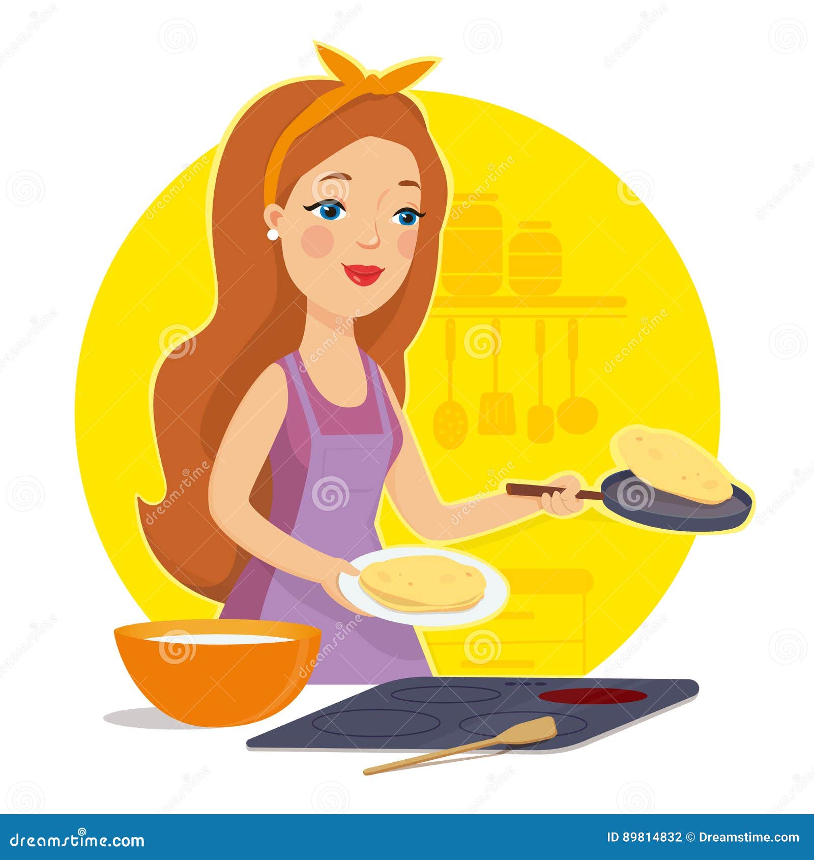 Woman Cooking In The Kitchen Housewife In The Kitchen Mother Cooking