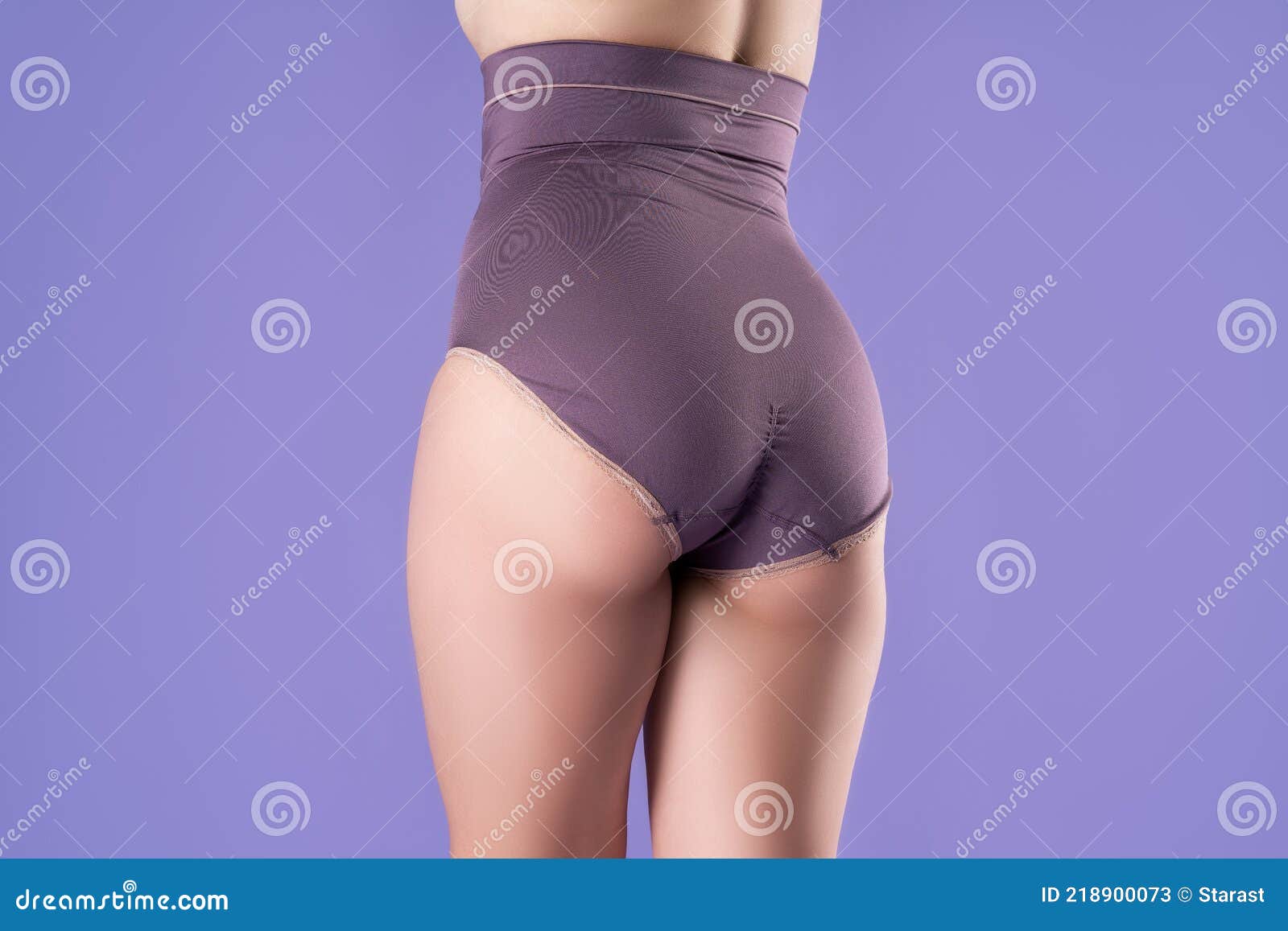 Woman in Corrective Panties, Female Body in Shapewear on Purple Background  Stock Image - Image of figure, background: 218900073