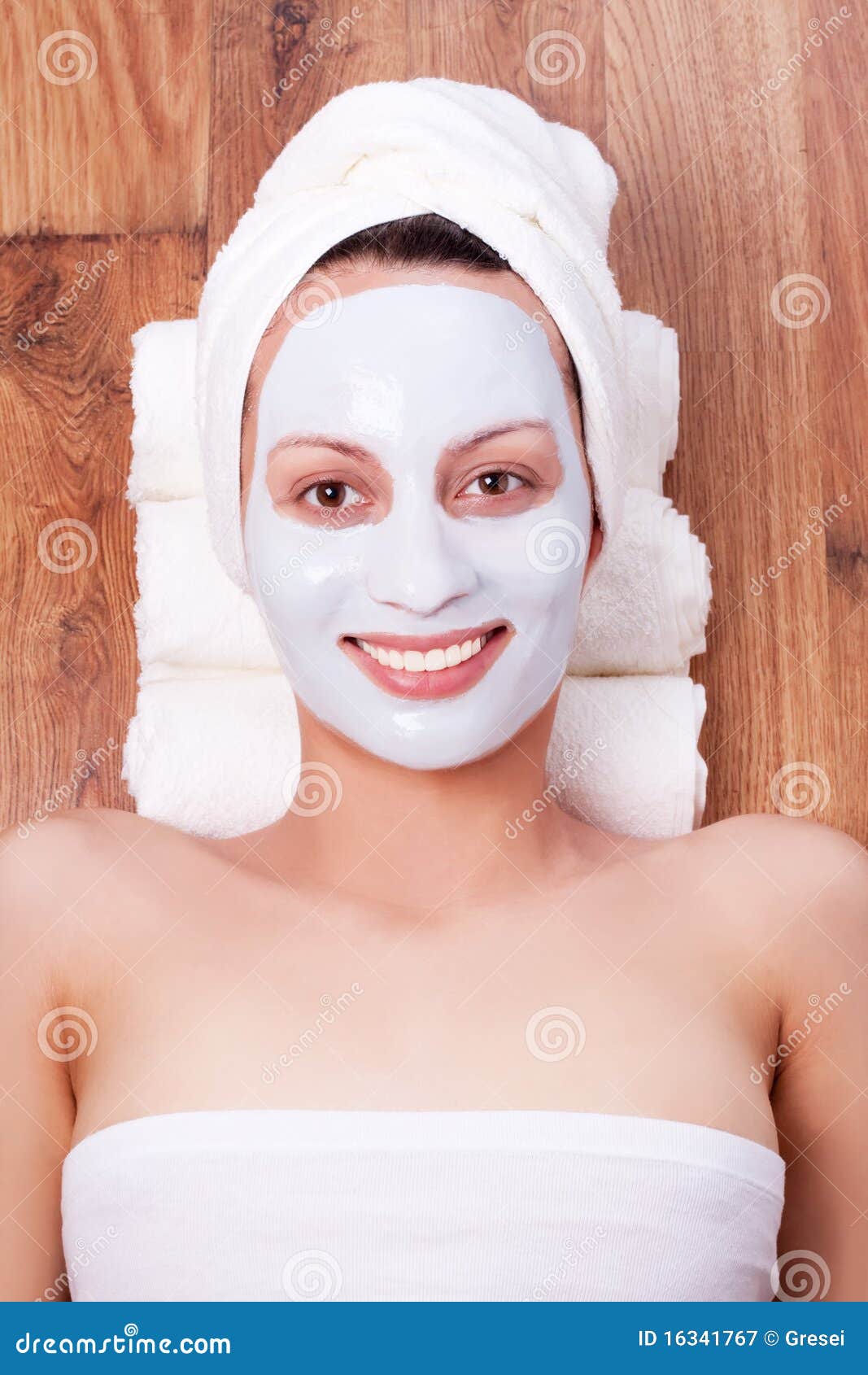 Woman with Cosmetic Mask on Her Face Stock Image Image of portrait