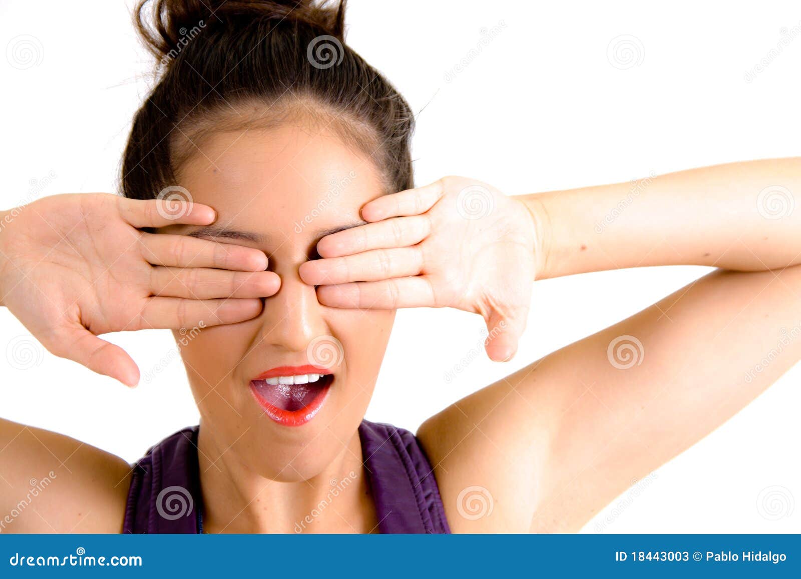 Woman Covering Eyes With Her Hands Stock Image Image of innocent