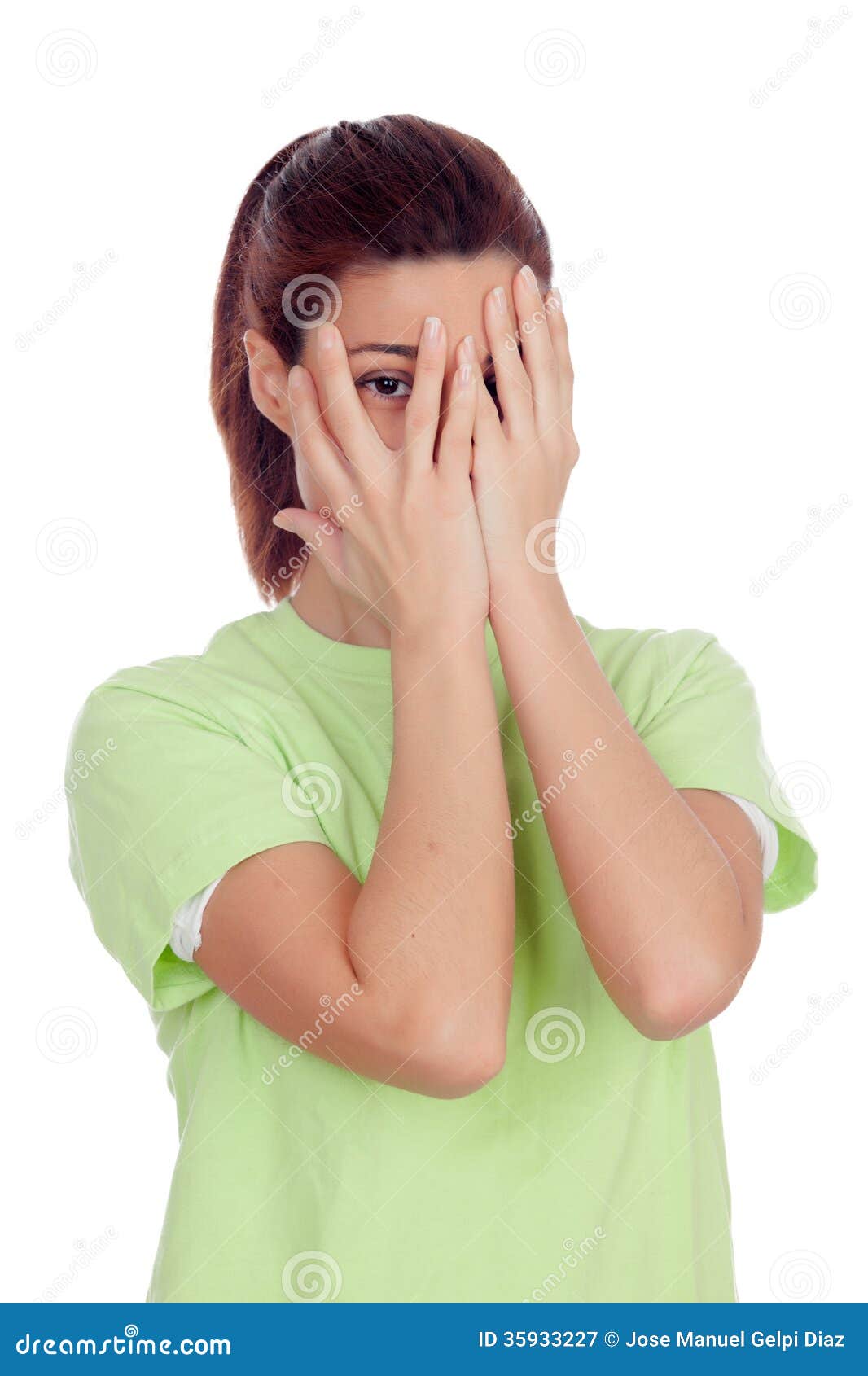 Woman Covering Her Face With Hands Stock Image Image Of Caucasian Expression 35933227