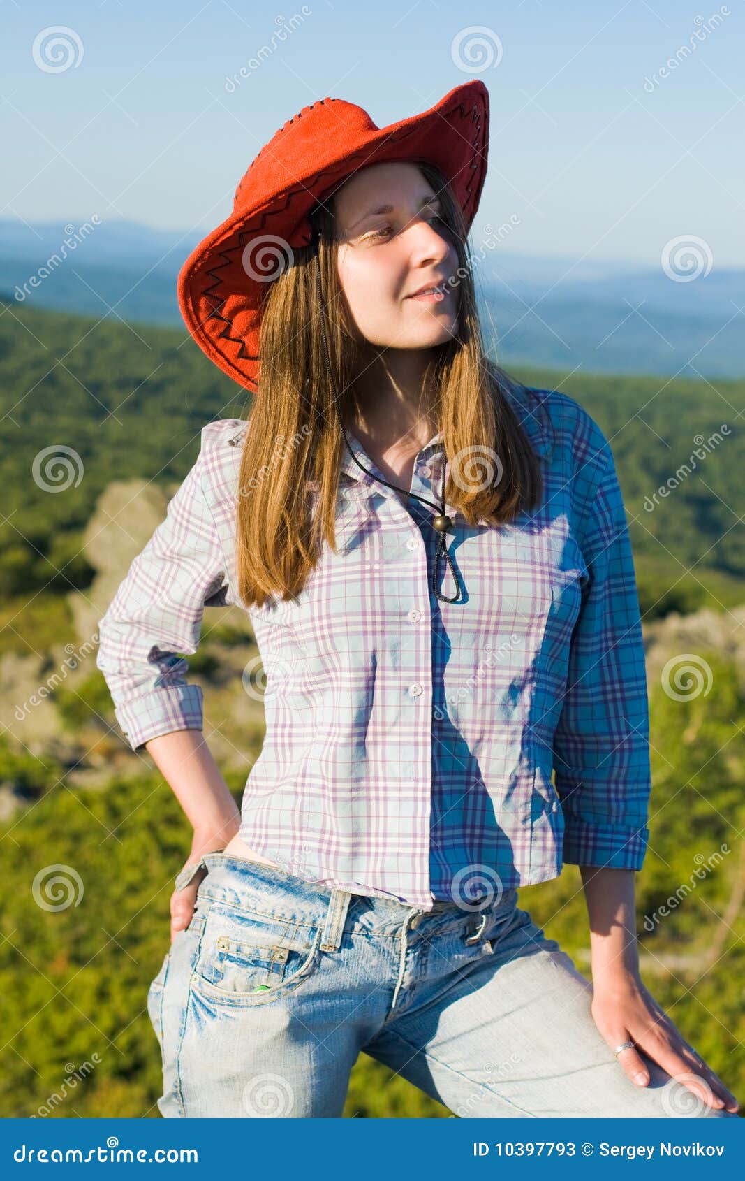 Woman in cowboy hat stock image. Image of joyful, elegant - 10397793
