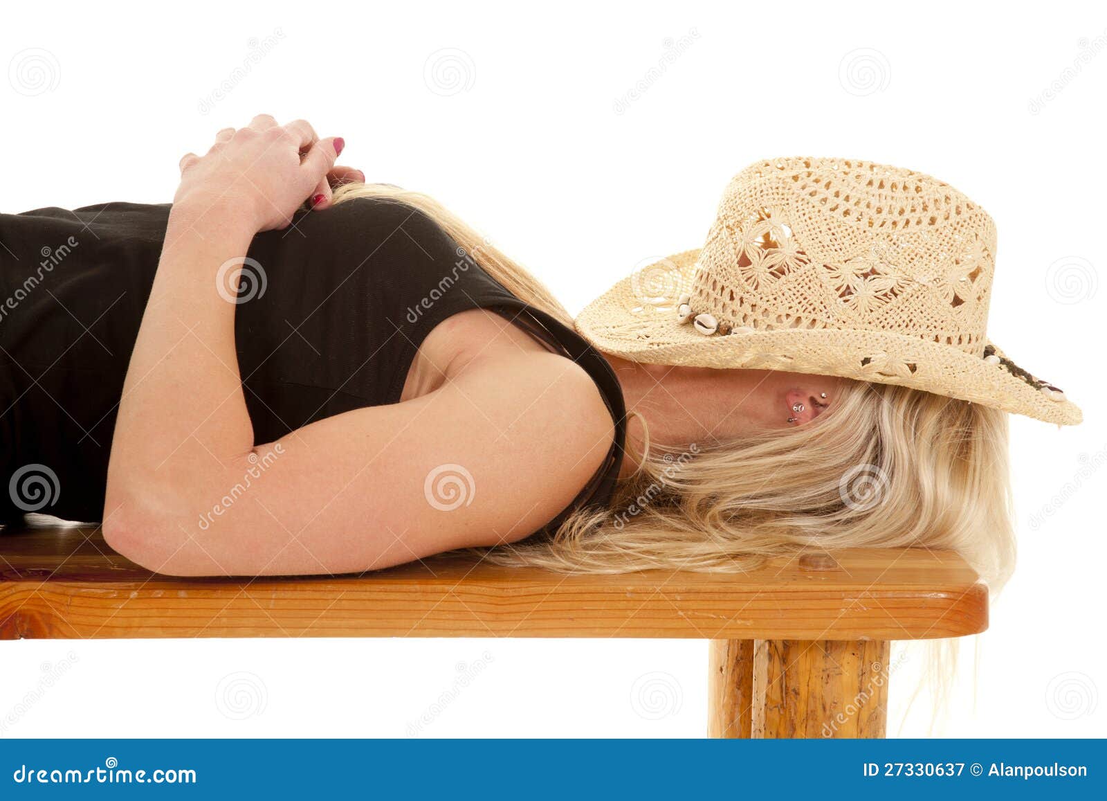 Woman Cowgirl Hat On Face Lay Stock Image Image Of Beauty Gla