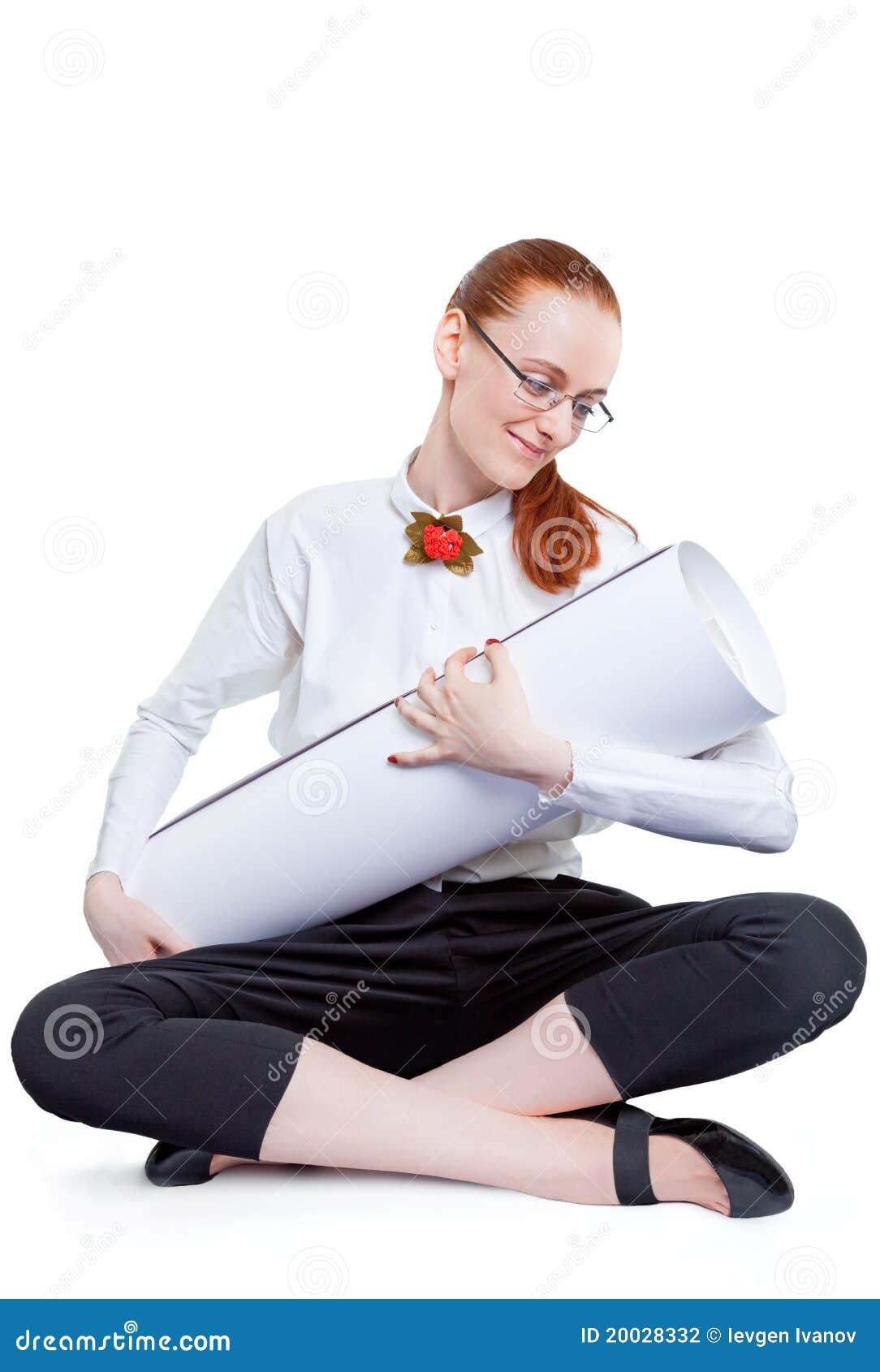Woman cradling papers stock photo. Image of scroll, support 20028332