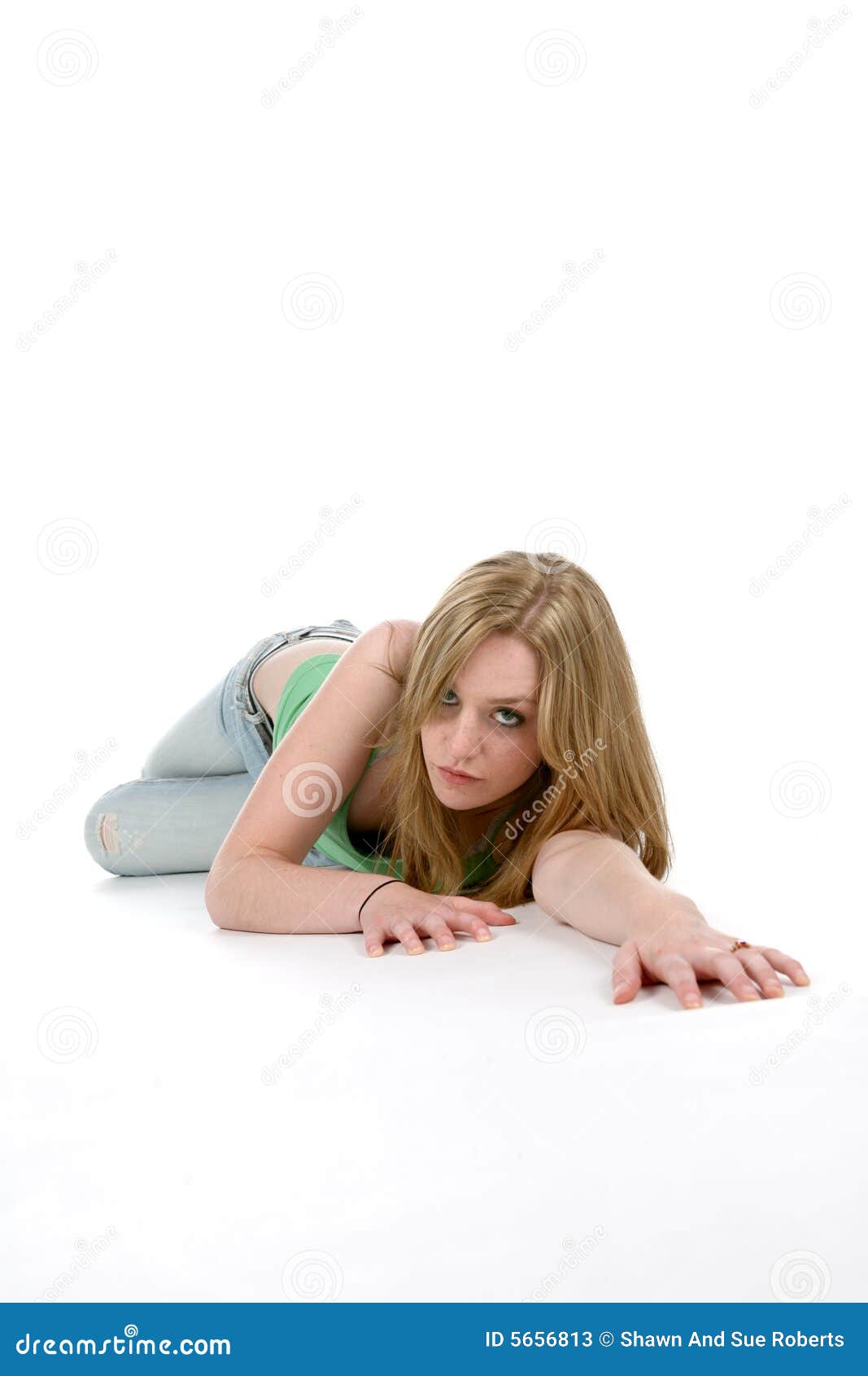 Woman Crawling On Floor Toward Camera Stock Image Image