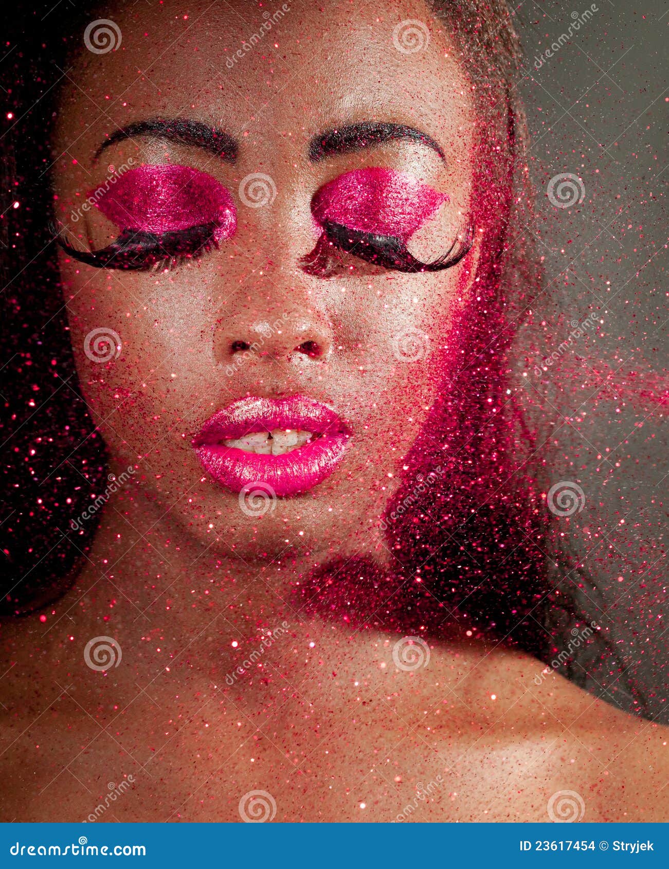 Woman in Creative Makeup and Glitter Stock Photo Image of makeover