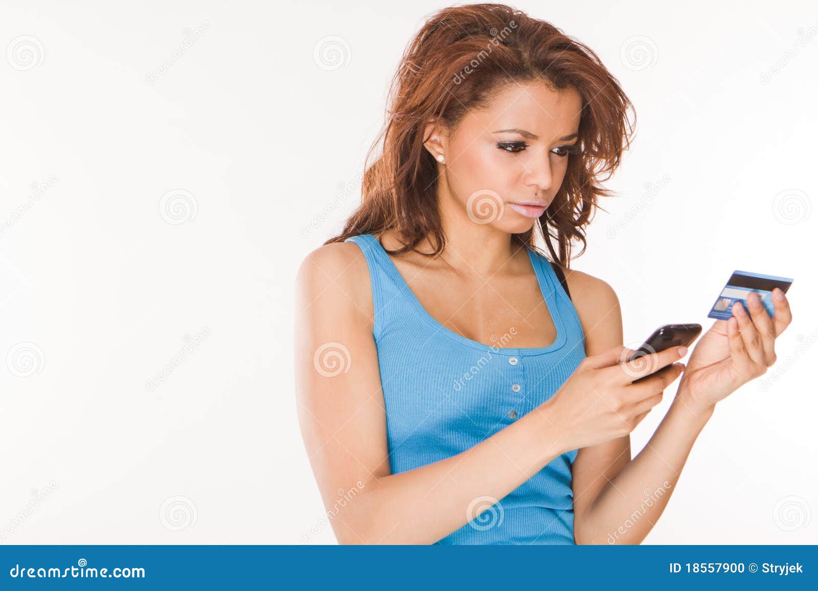 Woman with credit card stock photo. Image of portrait 18557900