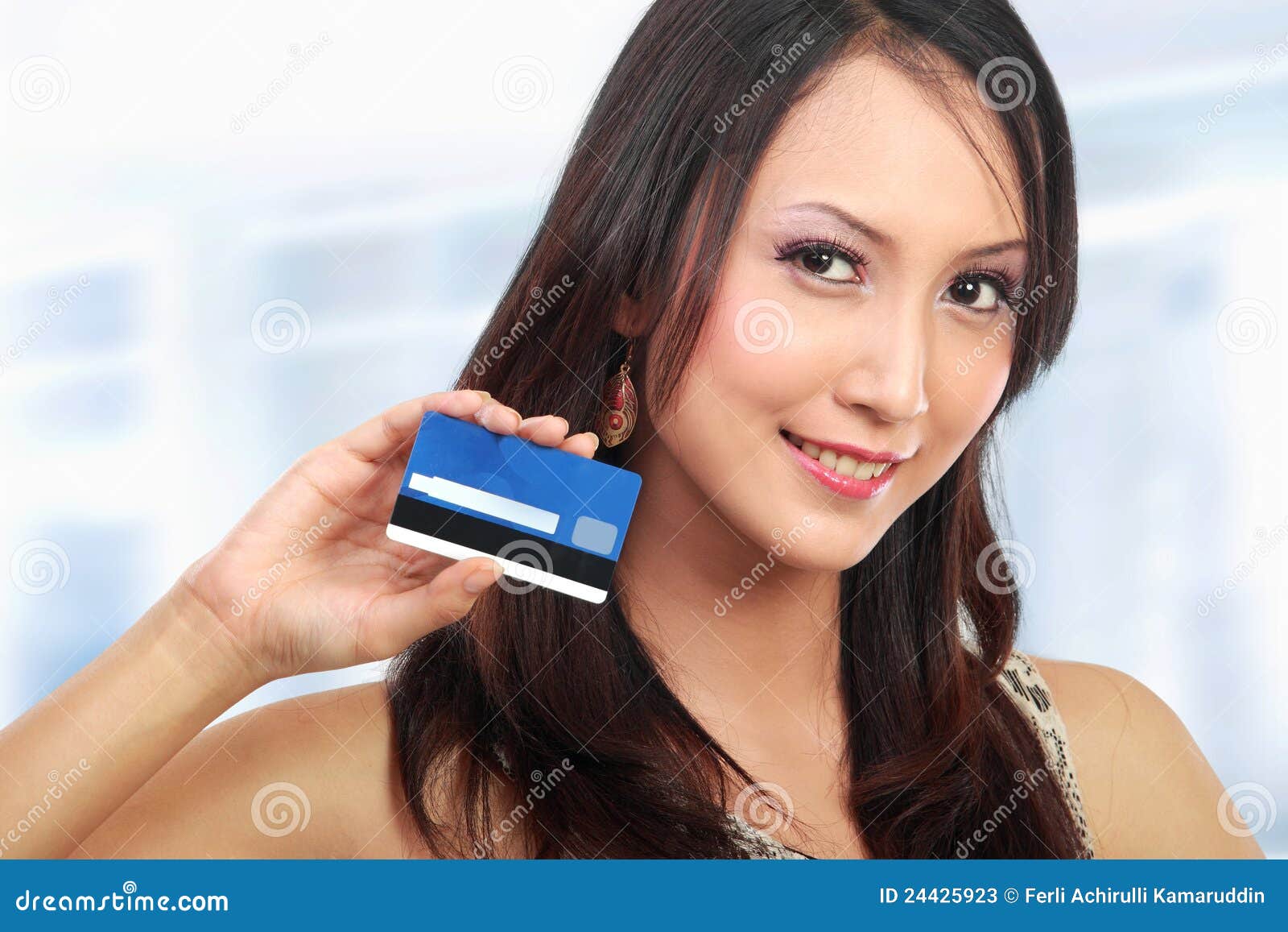 Woman with credit card stock image. Image of currency 24425923