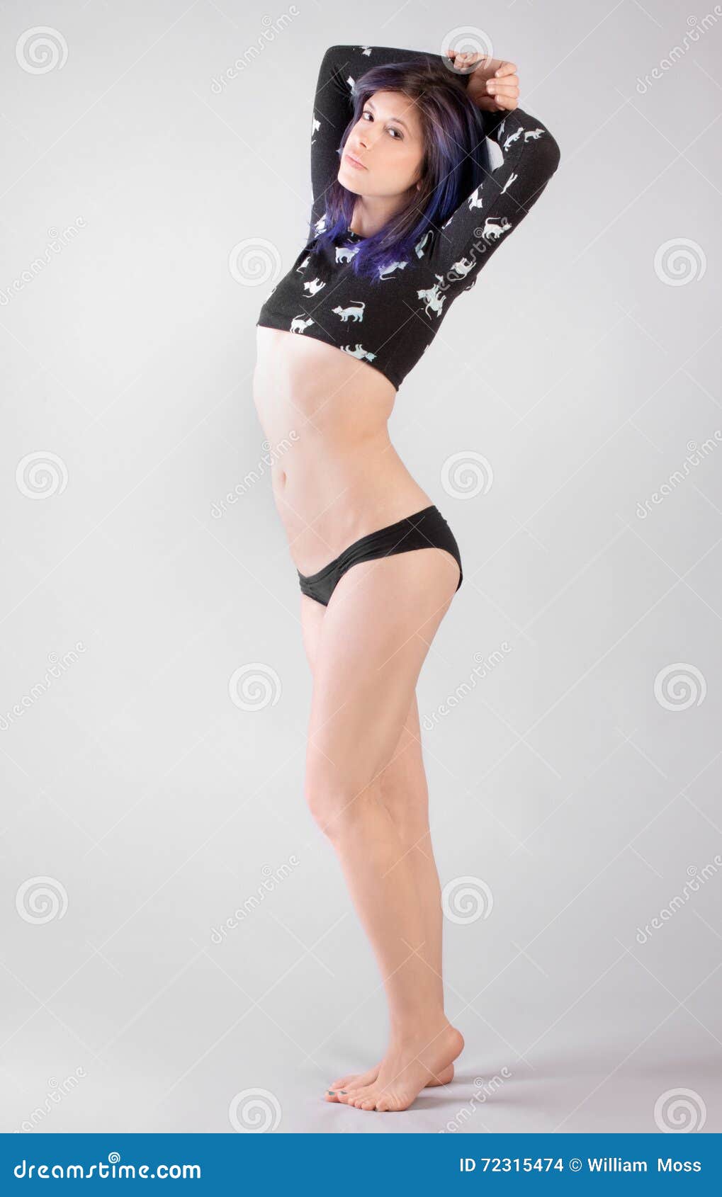 Woman in Crop Top and Panties Stock Photo - Image of belly