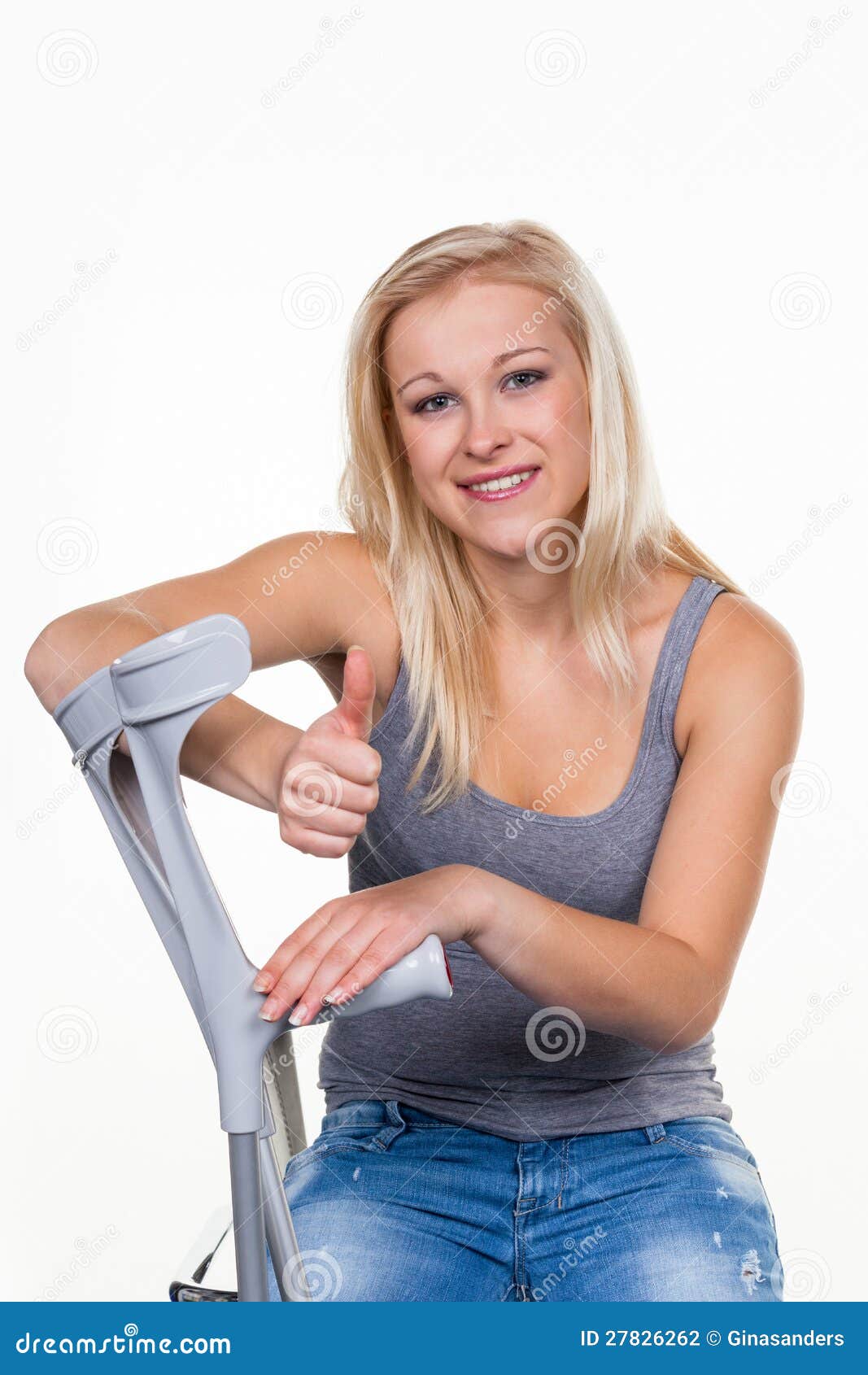 Woman With Crutches Stock Photography Image 27826262