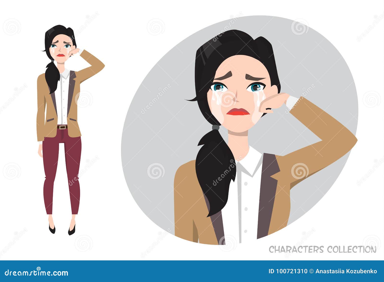 Download Woman Crying vector stock vector. Illustration of closeup - 100721310