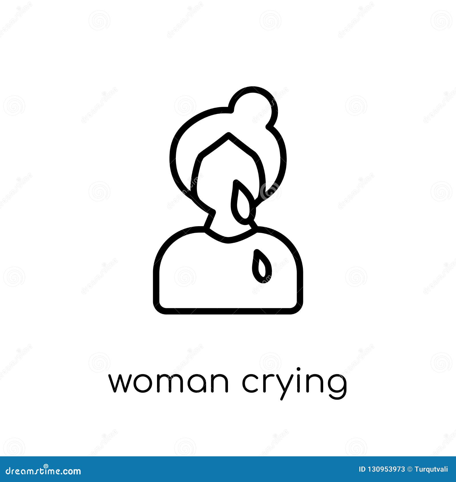 Download Woman Crying Icon. Trendy Modern Flat Linear Vector Woman Crying Stock Vector - Illustration of ...