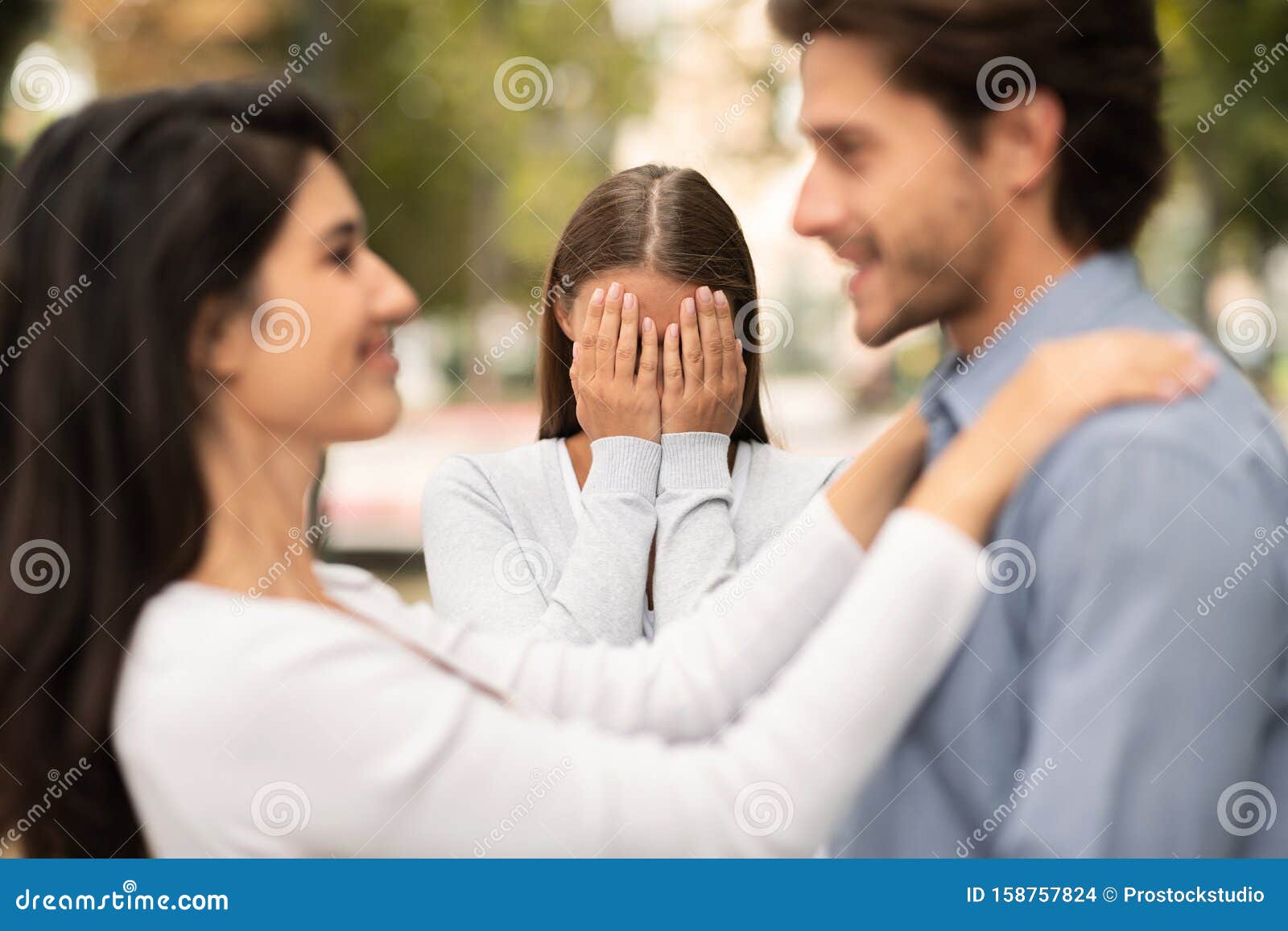 Woman Crying, Watching Her Ex Boyfriend Starts Happy Love ...