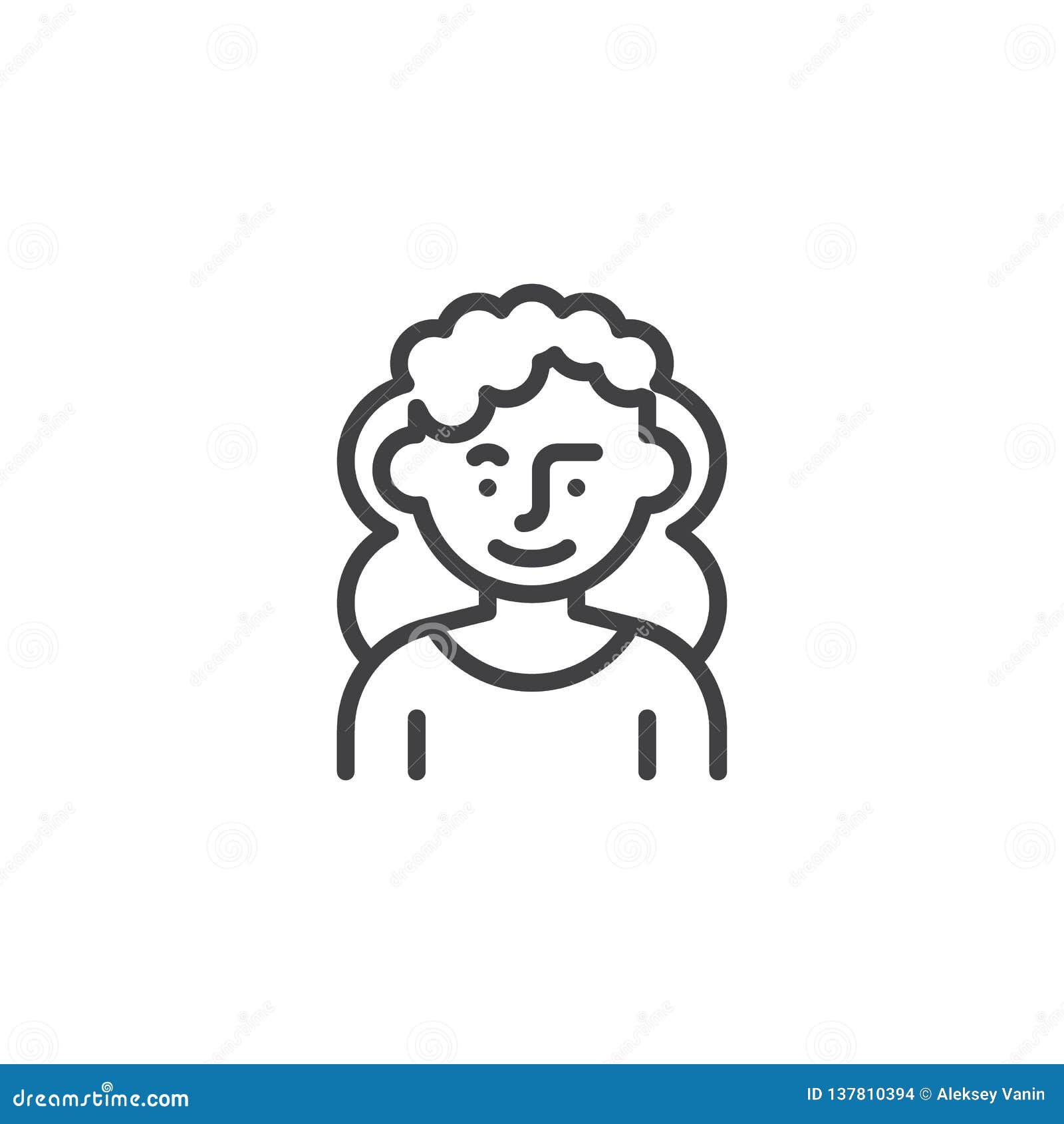 Woman with Curly Hair Line Icon Stock Vector - Illustration of haircut,  female: 137810394
