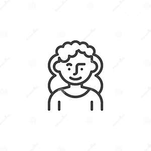 Woman With Curly Hair Line Icon Stock Vector Illustration Of Haircut 