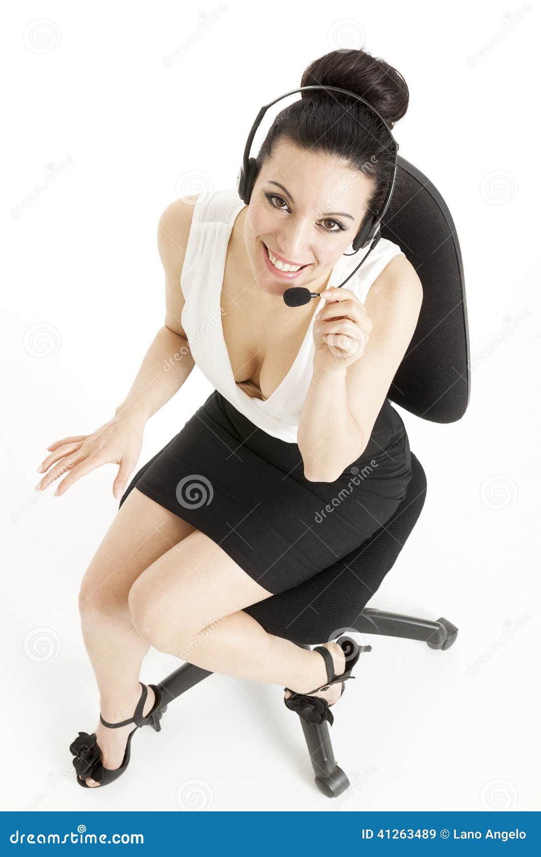 Woman Customer Service Worker Call Center Smiling Operator With Stock Image Image Of Phone